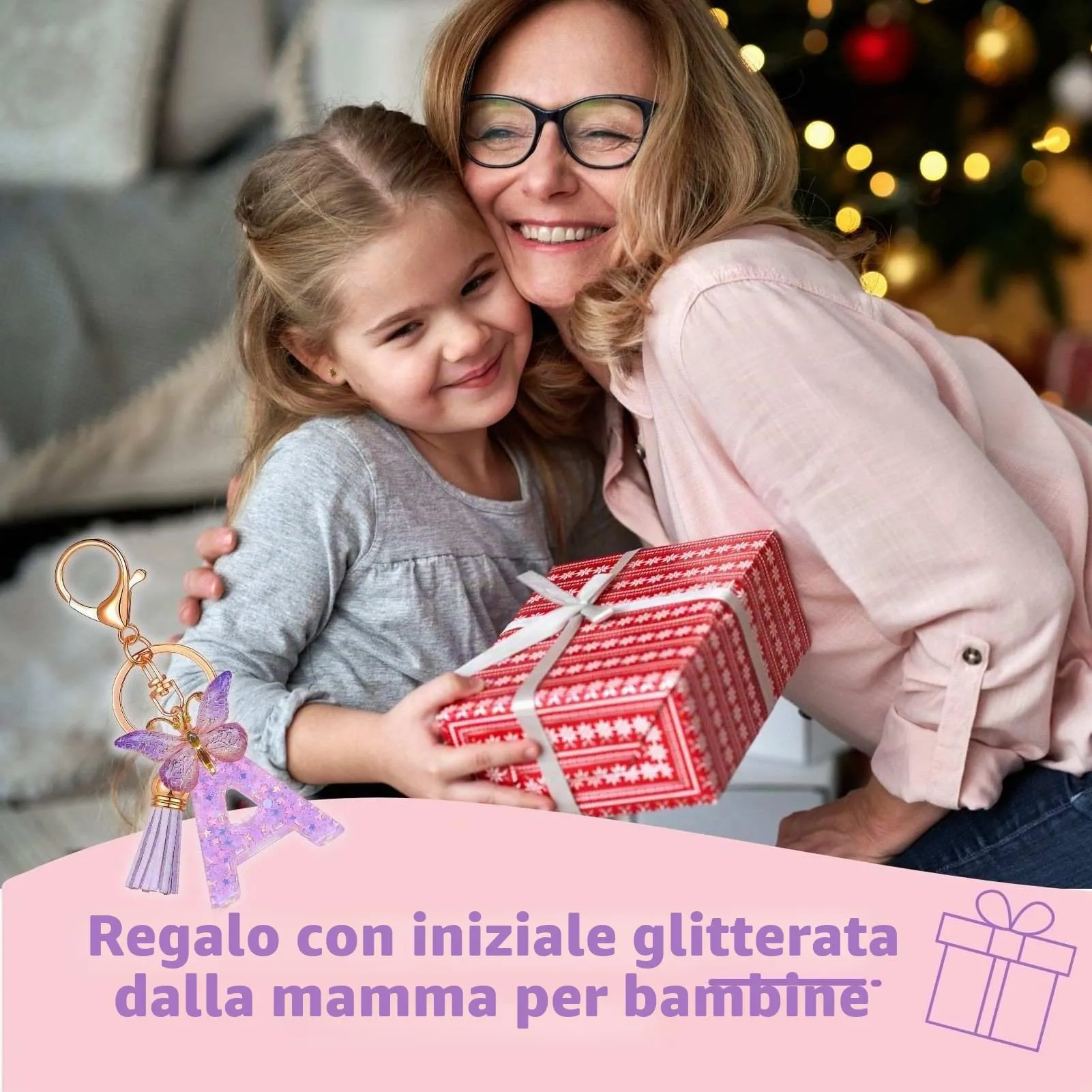 Yowfond Portachiavi ragazza con lettera e farfalla, iniziali portachiavi per donne, portachiavi personalizzato, idea regalo per ragazze e donne, M - immagine 6