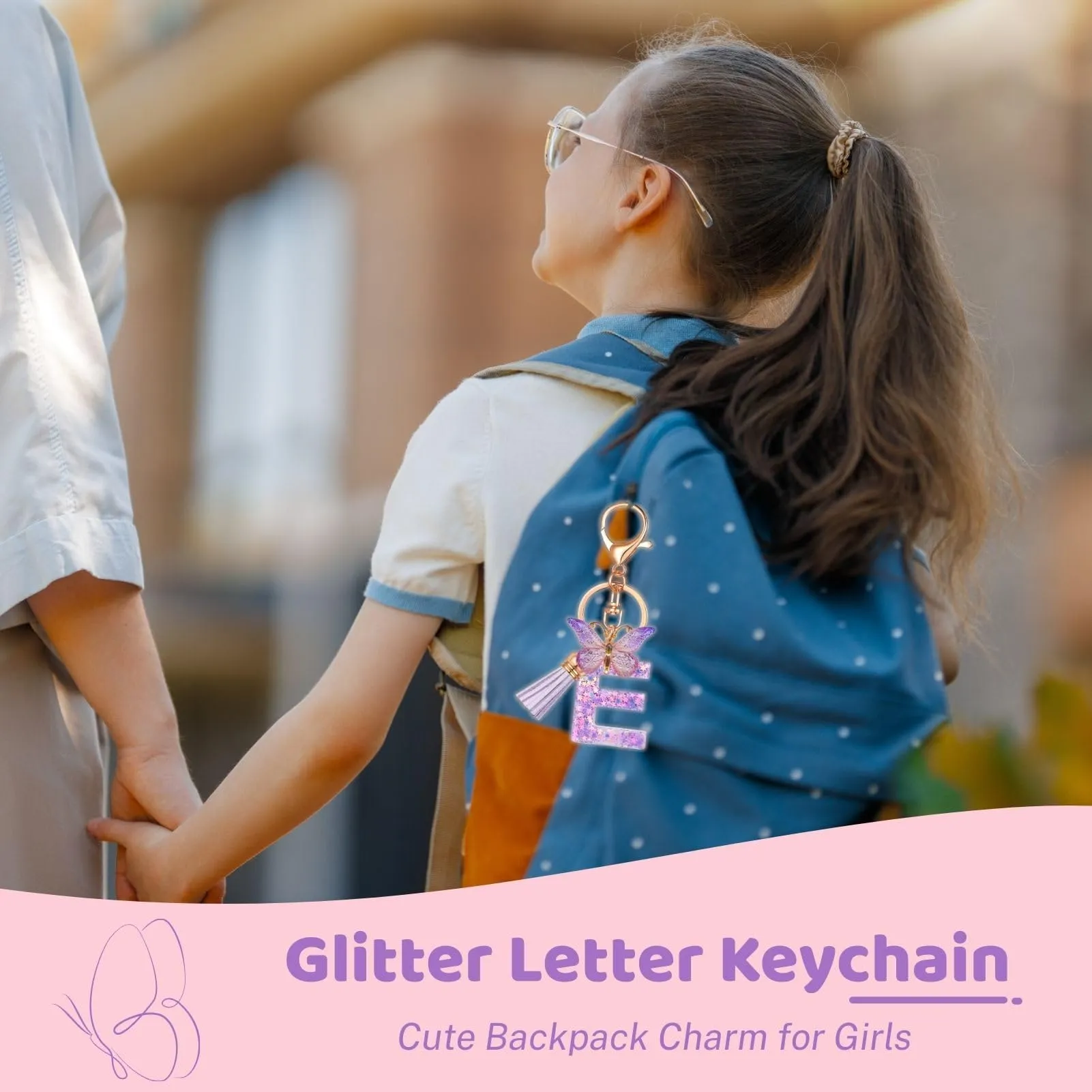 Yowfond Portachiavi ragazza con lettera e farfalla, iniziali portachiavi per donne, portachiavi personalizzato, idea regalo per ragazze e donne, M - immagine 5