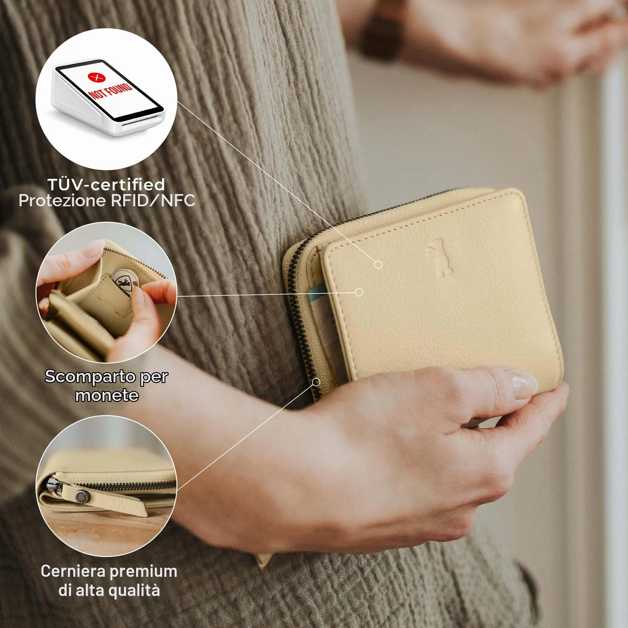 Berliner Bags Portafoglio Sara Donna Piccolo con Portamonete e RFID Pelle - immagine 5