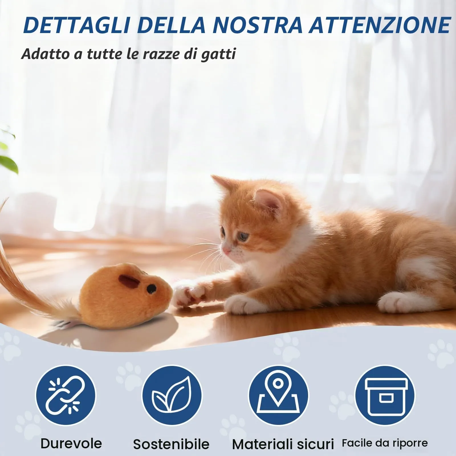 VINATO Canna da Pesca per Gatti con Asta Telescopica, Giocattolo Interattivo con 4 Testine (Uccellino con Campanello, Topo, Piume), Giochi per Gatti da Interno per Stimolare l'Istinto di Caccia - immagine 4