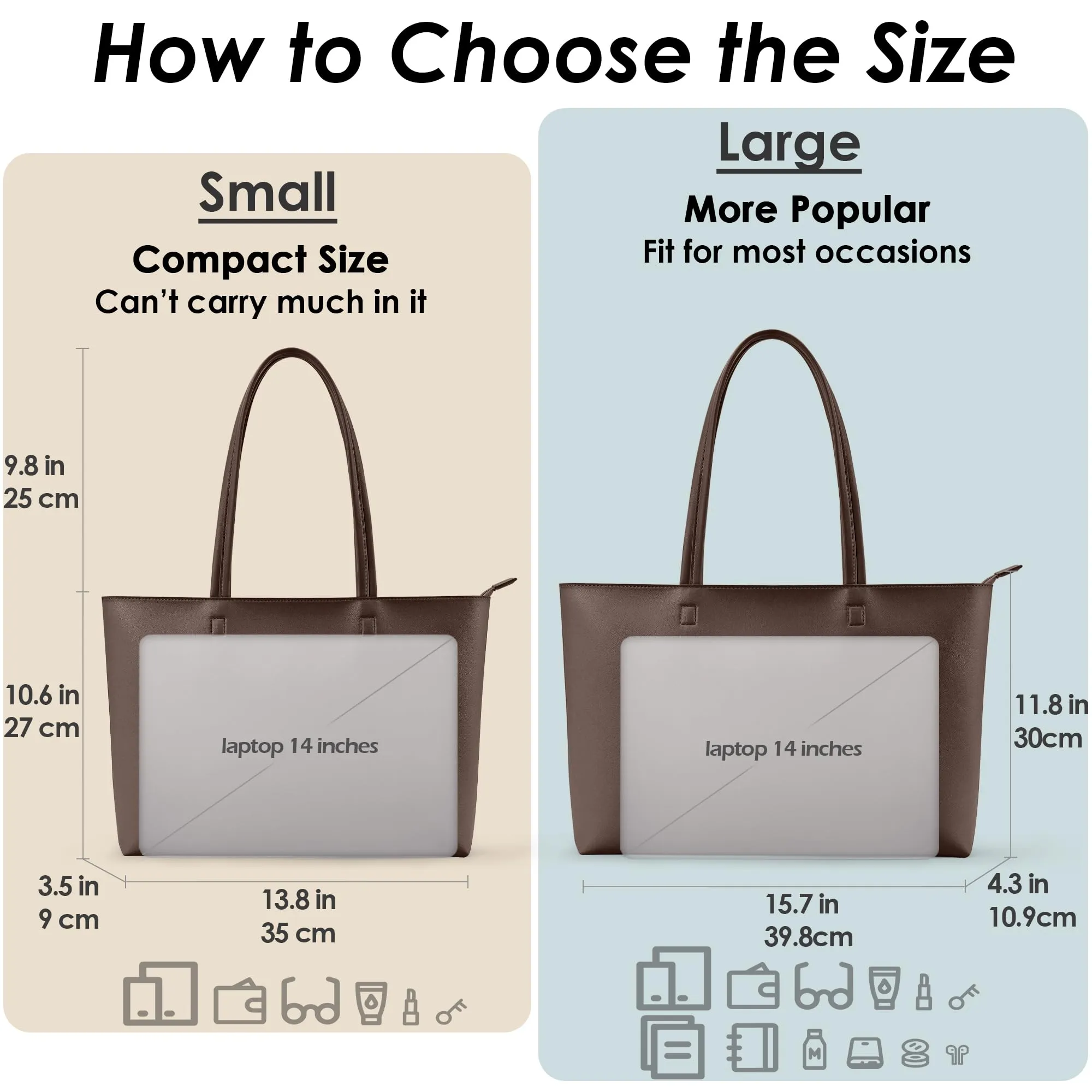 KALIDI Borsa a mano da donna grande Borsa shopper da donna in pelle PU Tote Bag Borse a mano impermeabili con manici e cerniera per lavoro, viaggi, shopping, scuola, 50 x 30 x 12 cm - immagine 4