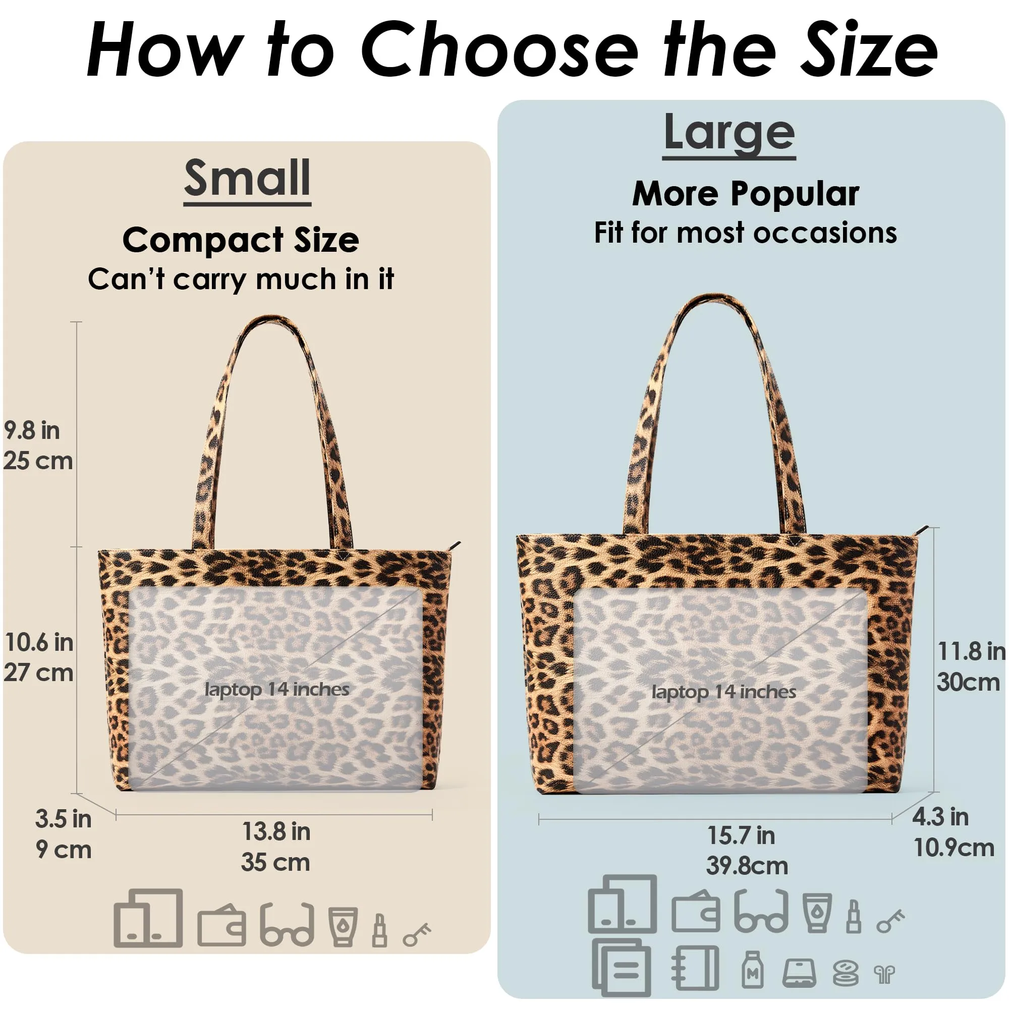 KALIDI Borsa modello "Tote bag" da donna, grande borsa a tracolla con cerniera impermeabile in PU per le donne, borsa da lavoro, scuola, viaggio, uso quotidiano, 43 x 27 x 8.4 cm - immagine 3
