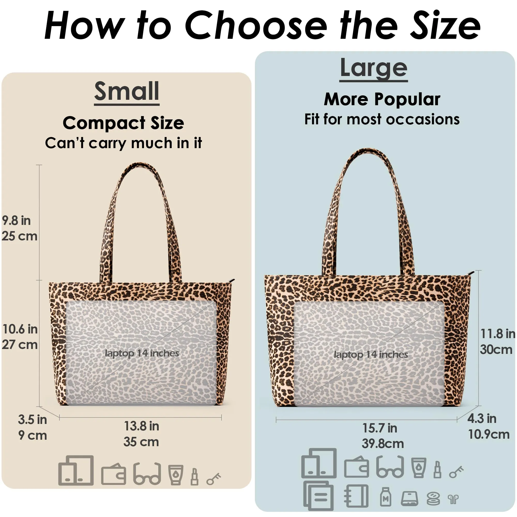 KALIDI Borsa modello "Tote bag" da donna, grande borsa a tracolla con cerniera impermeabile in PU per le donne, borsa da lavoro, scuola, viaggio, uso quotidiano, 43 x 27 x 8.4 cm - immagine 4