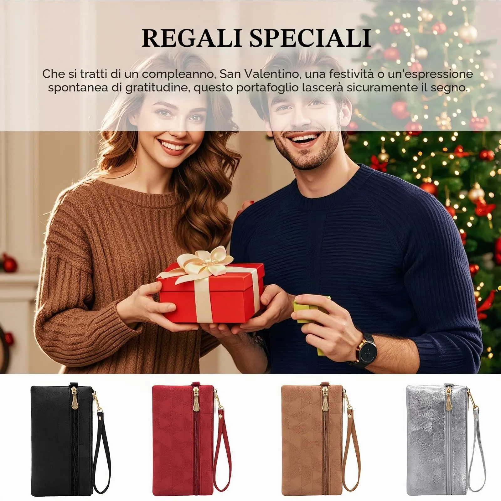 LJCZKA Portafoglio da Polso Pelle Donna Pochette da Polso Zip Grande Capacità Frizione Cellulare Porta Carte con Cinturino da Polso, Portachiavi (Argento-2) - immagine 7