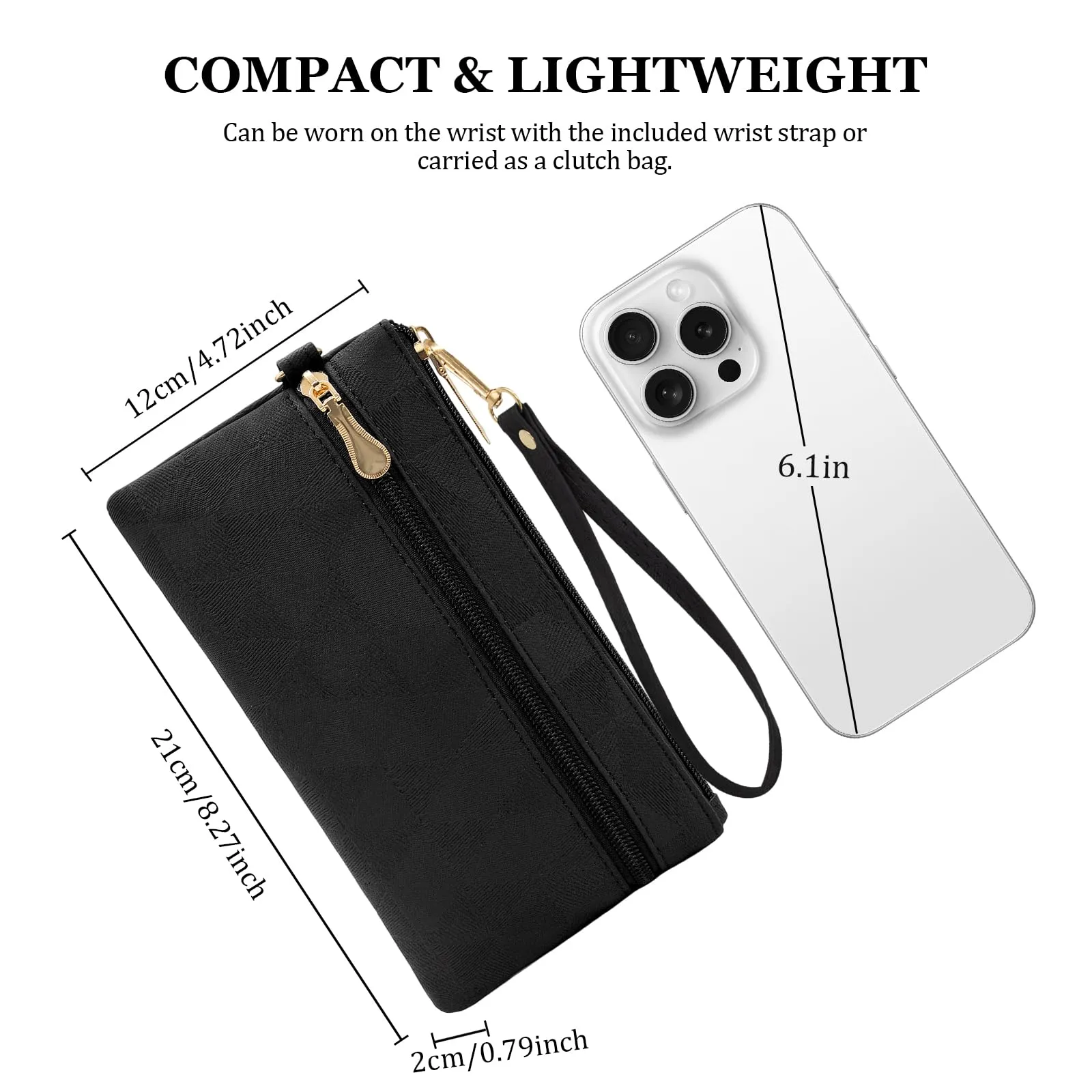 LJCZKA Portafoglio da Polso Pelle Donna Pochette da Polso Zip Grande Capacità Frizione Cellulare Porta Carte con Cinturino da Polso, Portachiavi (Rosso-2) - immagine 3
