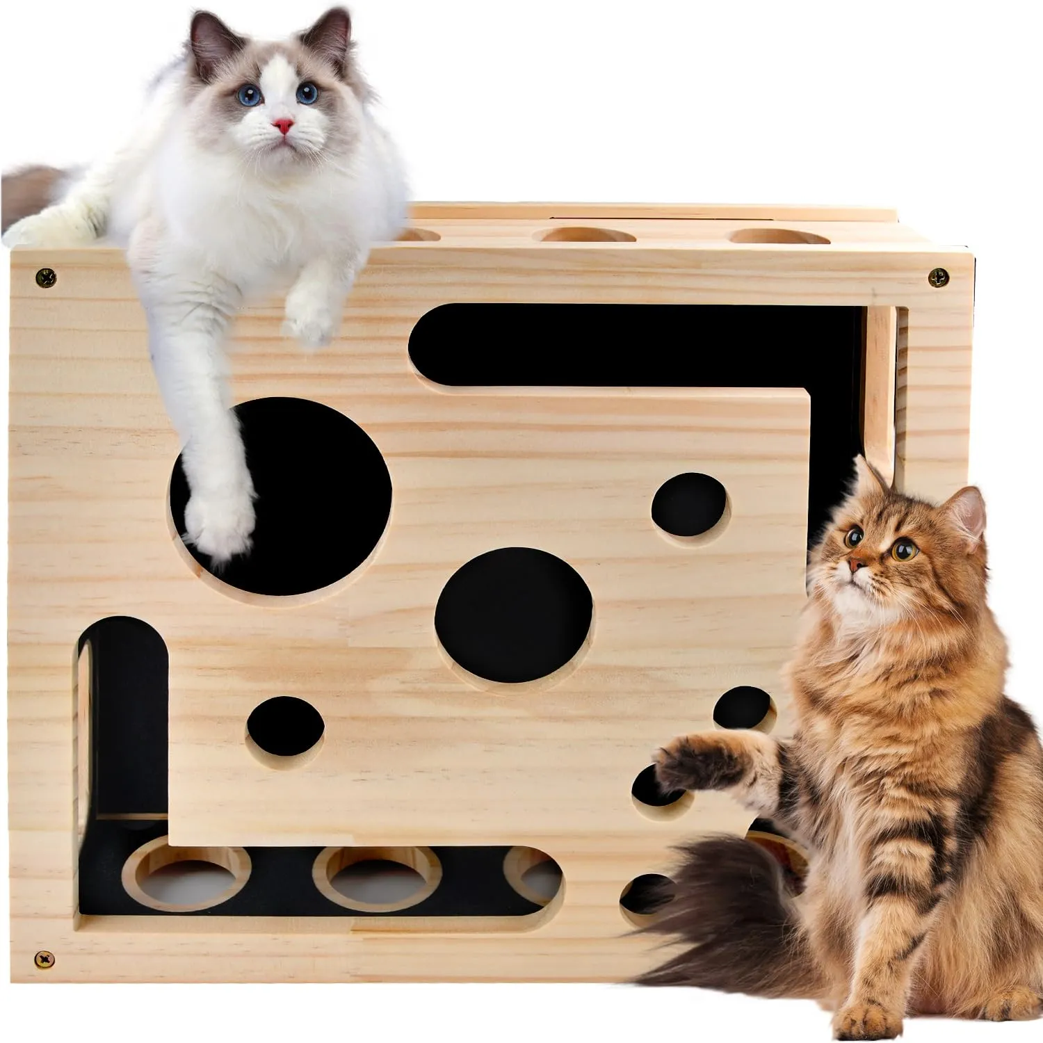 Puzzle Tiragraffi per Gatti, Scatola Arricchimento, Tiragraffi per Gatti, Scatola Arricchimento, Lime Unghie per Gatti in Legno con Tiragraffi, Scatole Interattive, Carta Vetrata per Gatti da Interno - immagine 1