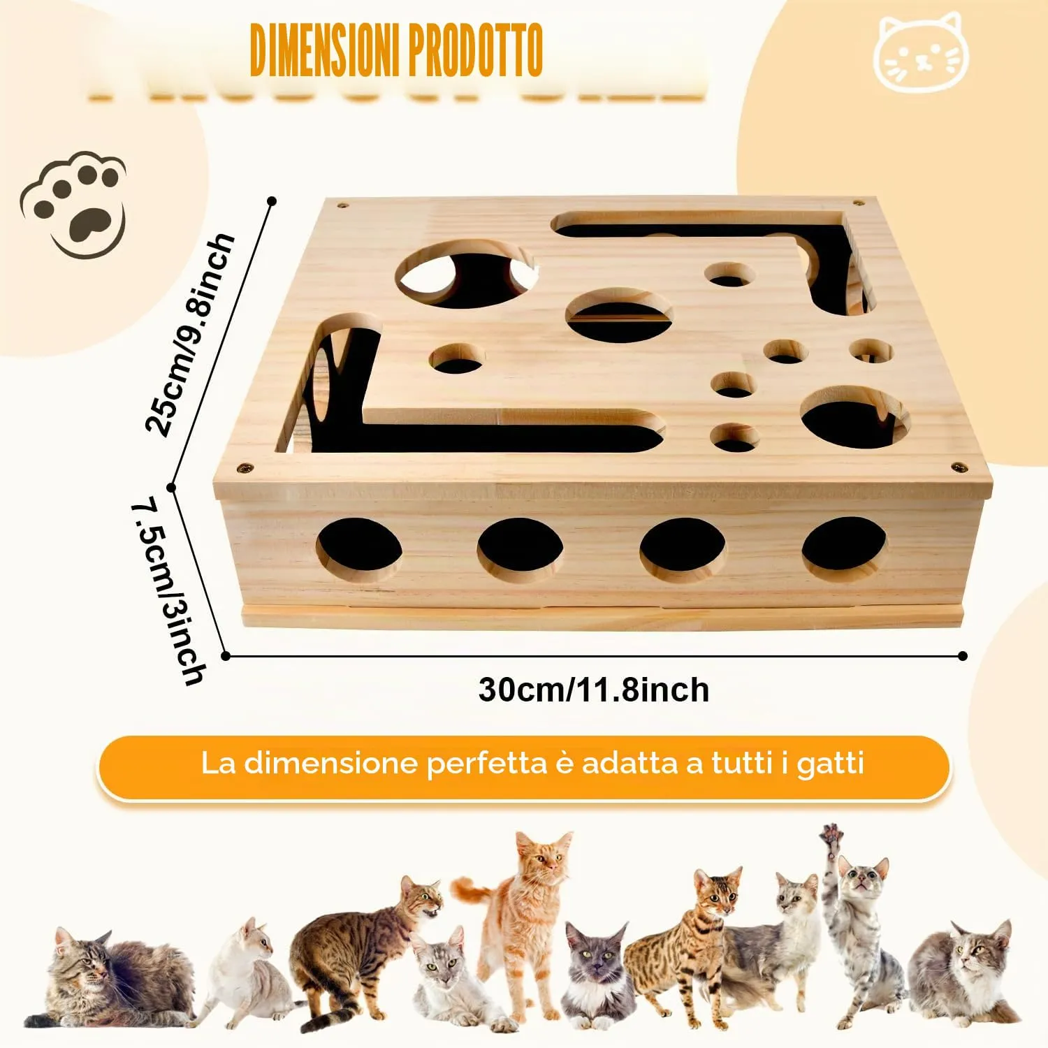 Puzzle Tiragraffi per Gatti, Scatola Arricchimento, Tiragraffi per Gatti, Scatola Arricchimento, Lime Unghie per Gatti in Legno con Tiragraffi, Scatole Interattive, Carta Vetrata per Gatti da Interno - immagine 7