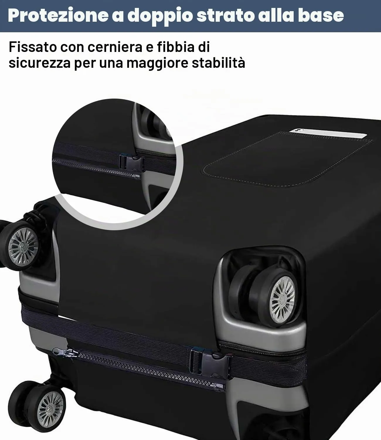 Morbuy Copri Valigia Grande per 25-28 Pollici, Elastica Nero Suitcase Cover con Ampia Tasca, L Copri Trolley Protector con Cerniera, Antipolvere, Lavabile, Antigraffio - immagine 7