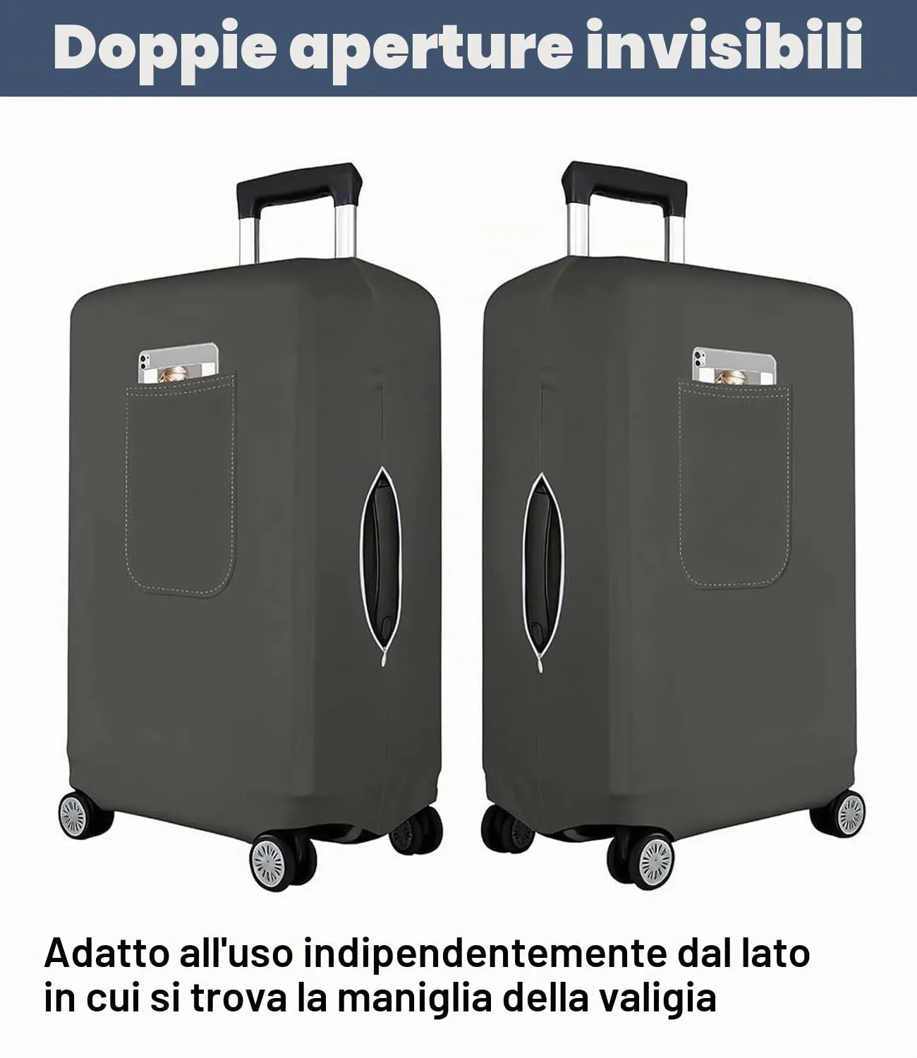 Morbuy Copri Valigia Media per 22-24 Pollici, Elastica Grigio Suitcase Cover con Ampia Tasca, Copri Trolley Protector con Cerniera, Antipolvere, Lavabile, Antigraffio - immagine 5