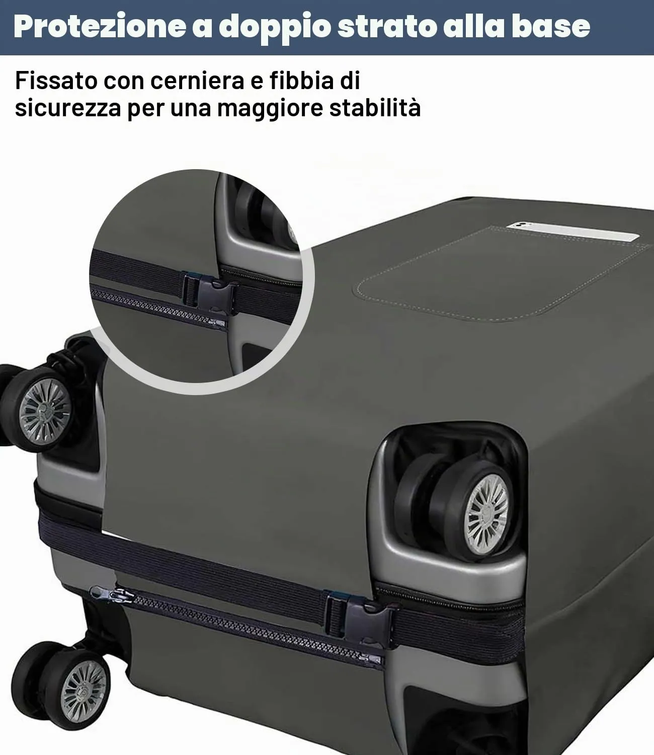 Morbuy Copri Valigia Media per 22-24 Pollici, Elastica Grigio Suitcase Cover con Ampia Tasca, Copri Trolley Protector con Cerniera, Antipolvere, Lavabile, Antigraffio - immagine 7