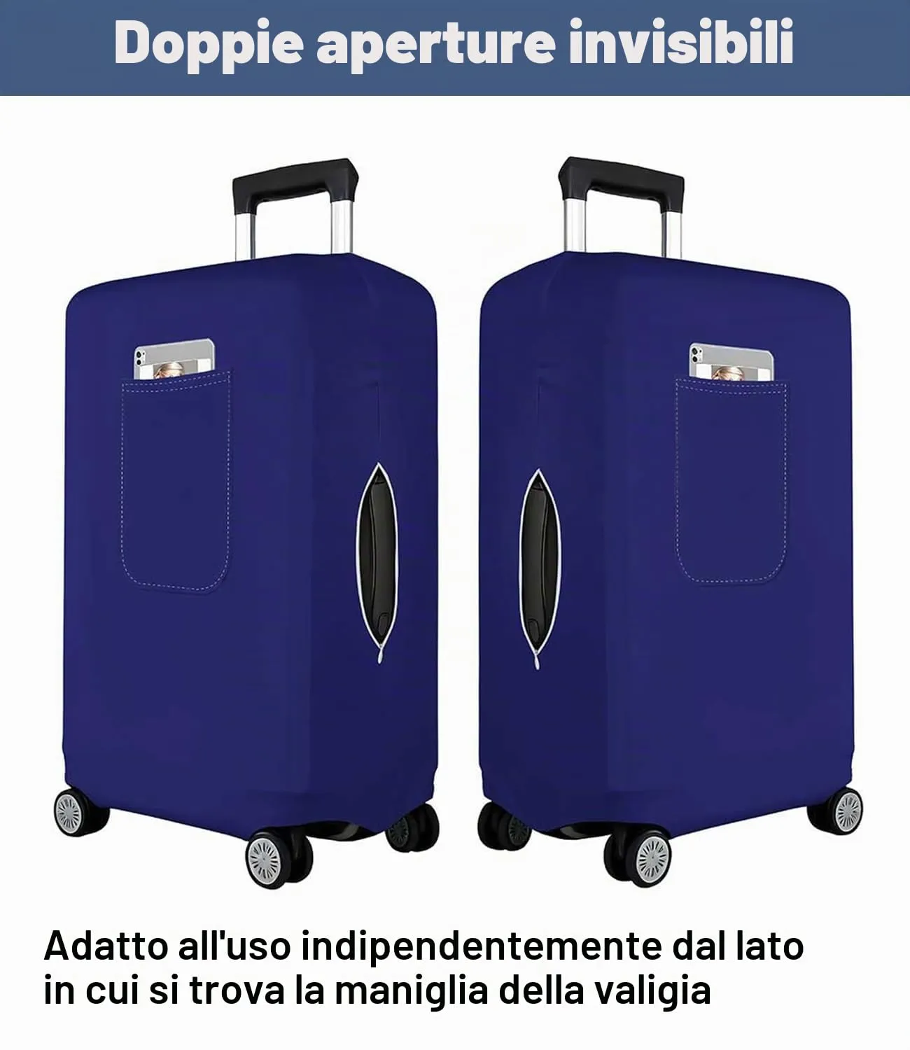 Morbuy Copri Valigia Grande per 29-32 Pollici, Elastica Blu Suitcase Cover con Ampia Tasca, XL Copri Trolley Protector con Cerniera, Antipolvere, Lavabile, Antigraffio - immagine 5