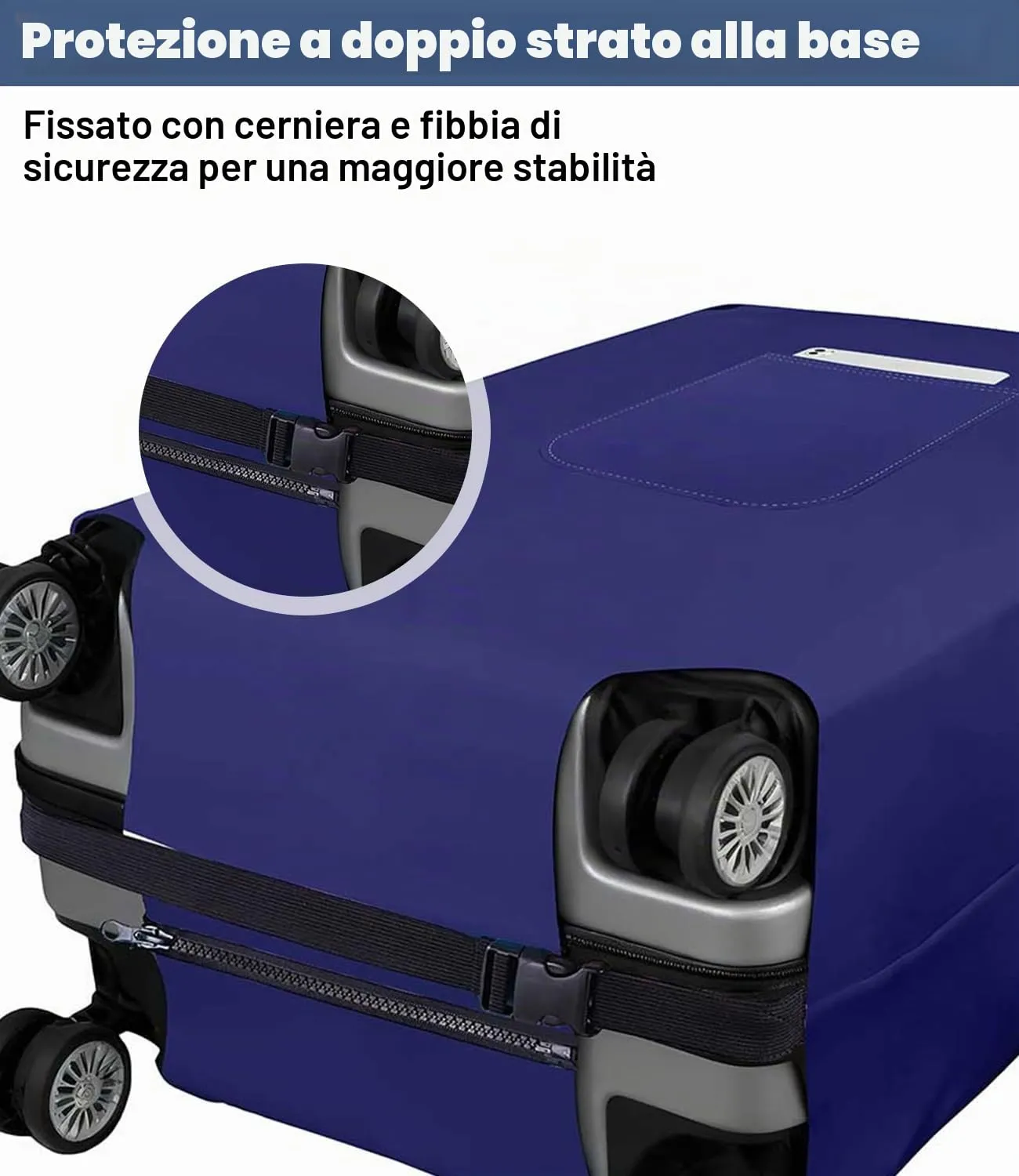 Morbuy Copri Valigia Grande per 29-32 Pollici, Elastica Blu Suitcase Cover con Ampia Tasca, XL Copri Trolley Protector con Cerniera, Antipolvere, Lavabile, Antigraffio - immagine 7