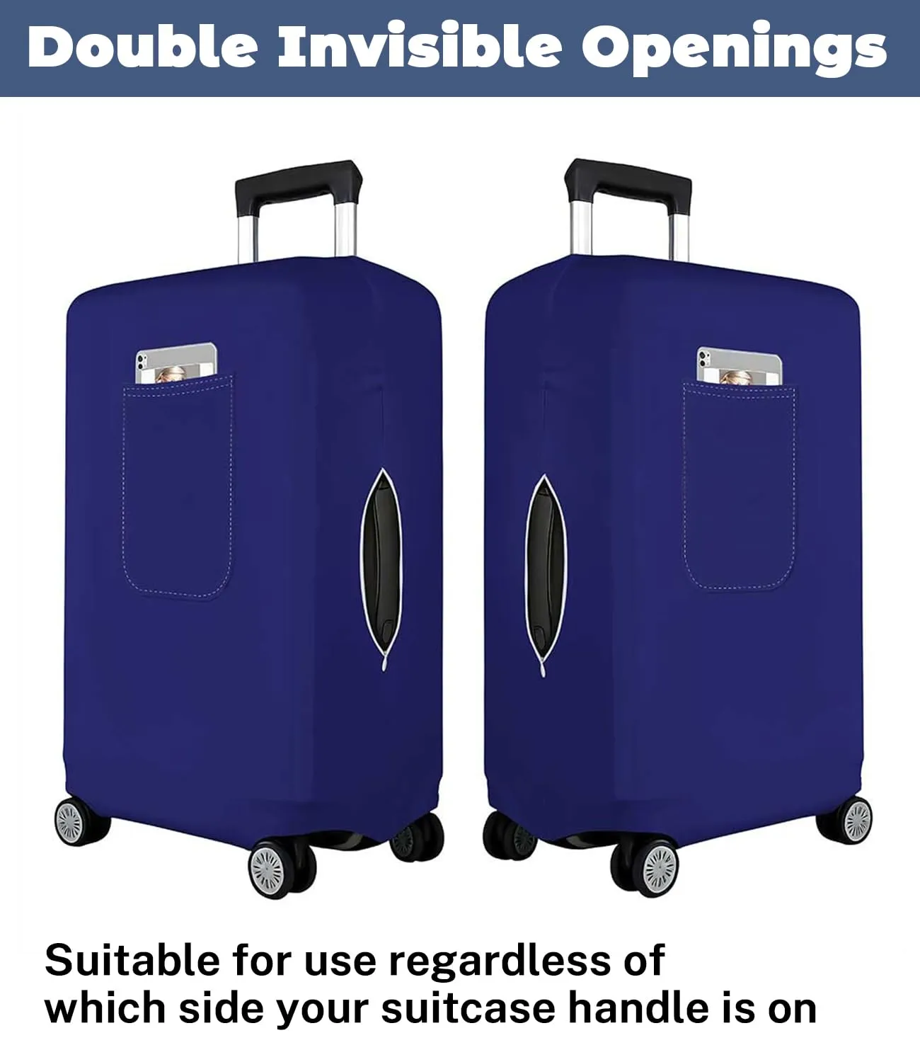 Morbuy Copri Valigia per 18-21 Pollici, Elastica Blu Suitcase Cover con Ampia Tasca, Copri Trolley Protector con Cerniera, Antipolvere, Lavabile, Antigraffio - immagine 5