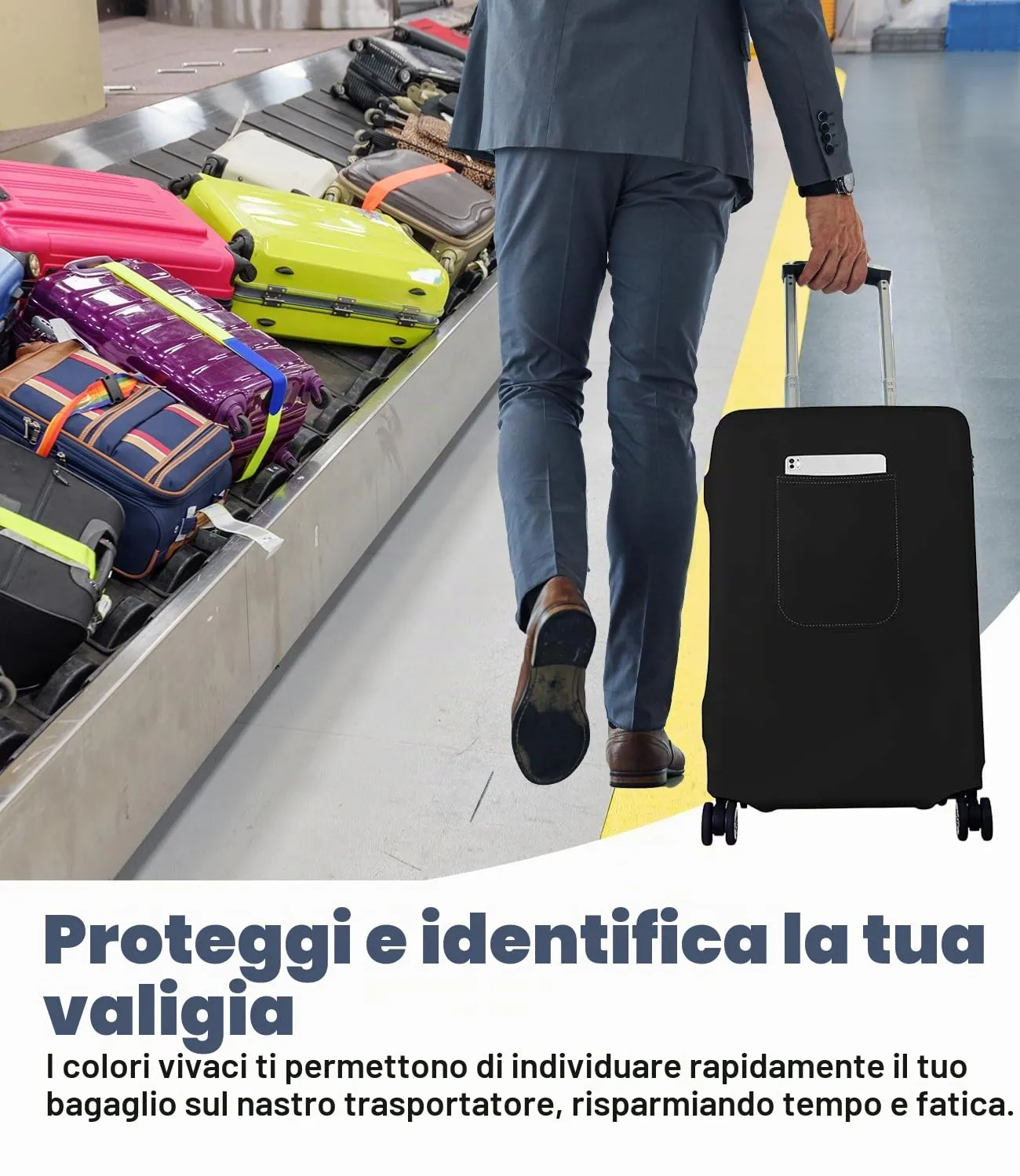 Morbuy Copri Valigia Grande per 29-32 Pollici, Elastica Nero Suitcase Cover con Ampia Tasca, XL Copri Trolley Protector con Cerniera, Antipolvere, Lavabile, Antigraffio - immagine 4