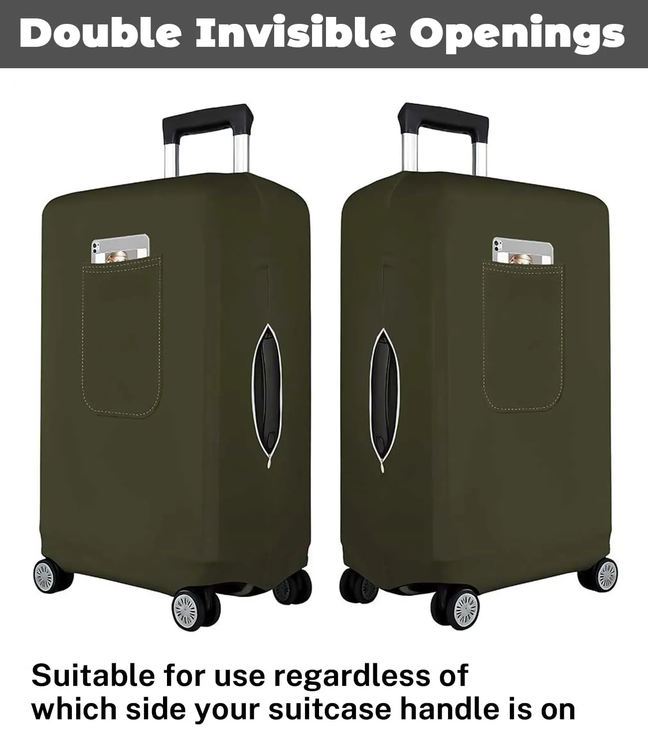 Morbuy Copri Valigia per 18-21 Pollici, Elastica Verde Suitcase Cover con Ampia Tasca, Copri Trolley Protector con Cerniera, Antipolvere, Lavabile, Antigraffio - immagine 5
