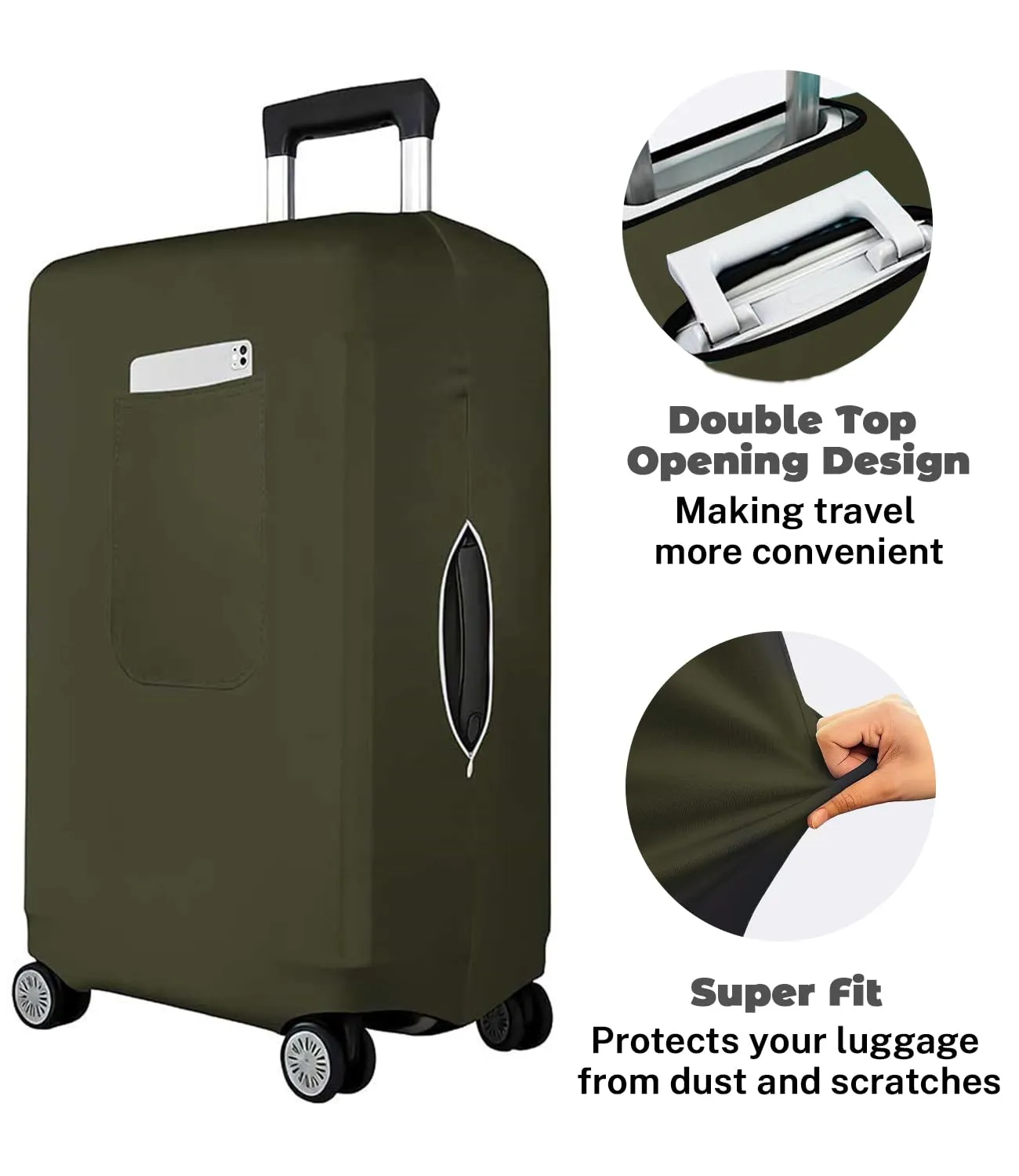 Morbuy Copri Valigia per 18-21 Pollici, Elastica Verde Suitcase Cover con Ampia Tasca, Copri Trolley Protector con Cerniera, Antipolvere, Lavabile, Antigraffio - immagine 6