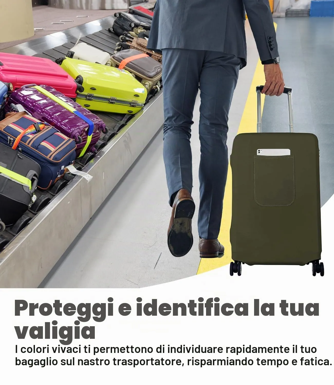 Morbuy Copri Valigia Grande per 29-32 Pollici, Elastica Verde Suitcase Cover con Ampia Tasca, XL Copri Trolley Protector con Cerniera, Antipolvere, Lavabile, Antigraffio - immagine 4