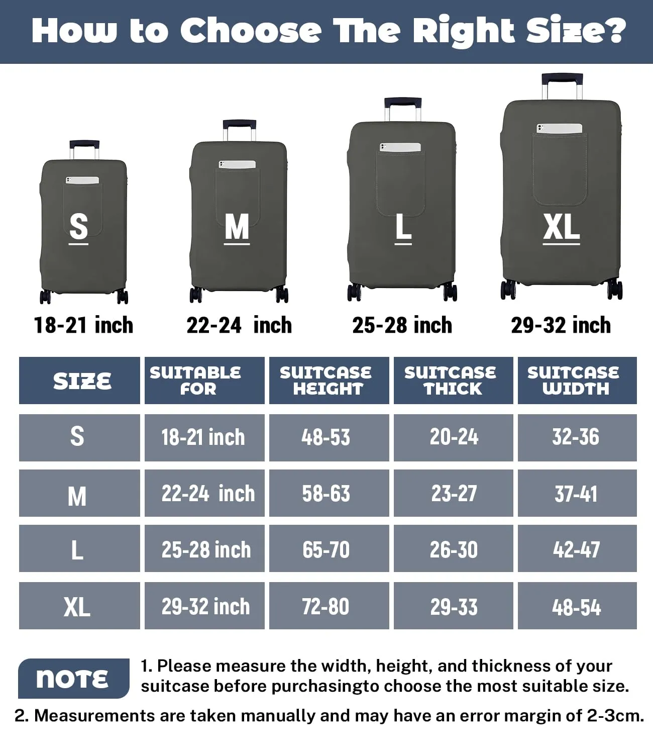 Morbuy Copri Valigia Grande per 25-28 Pollici, Elastica Grigio Suitcase Cover con Ampia Tasca, L Copri Trolley Protector con Cerniera, Antipolvere, Lavabile, Antigraffio - immagine 2