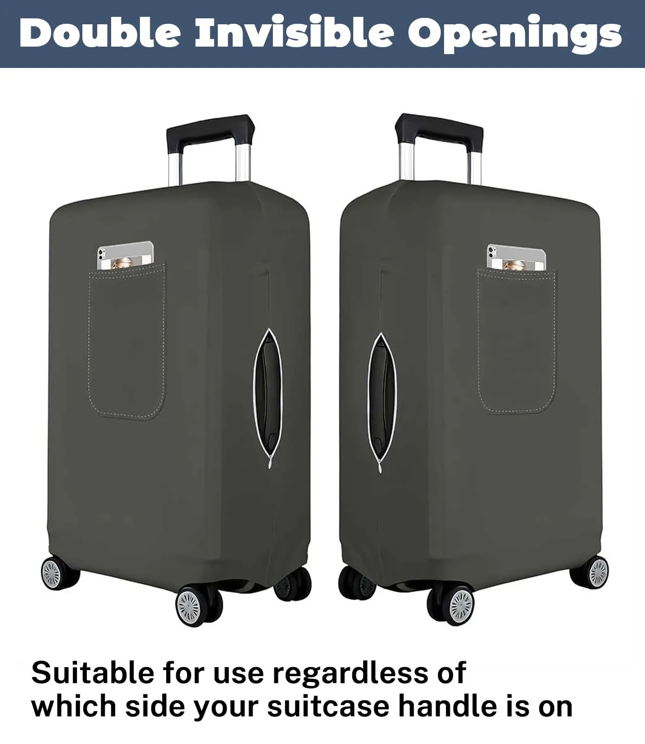 Morbuy Copri Valigia per 18-21 Pollici, Elastica Grigio Suitcase Cover con Ampia Tasca, Copri Trolley Protector con Cerniera, Antipolvere, Lavabile, Antigraffio - immagine 5