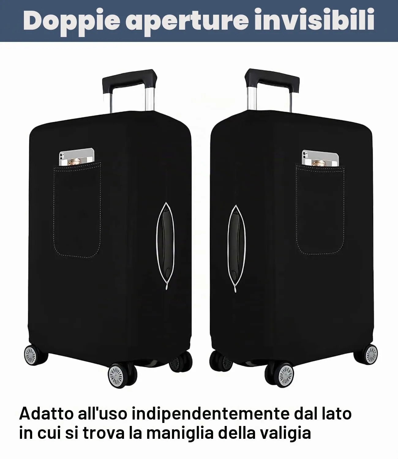 Morbuy Copri Valigia Media per 22-24 Pollici, Elastica Nero Suitcase Cover con Ampia Tasca, Copri Trolley Protector con Cerniera, Antipolvere, Lavabile, Antigraffio - immagine 5