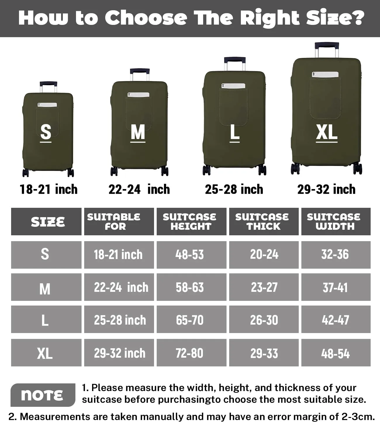 Morbuy Copri Valigia Grande per 25-28 Pollici, Elastica Verde Suitcase Cover con Ampia Tasca, L Copri Trolley Protector con Cerniera, Antipolvere, Lavabile, Antigraffio - immagine 2