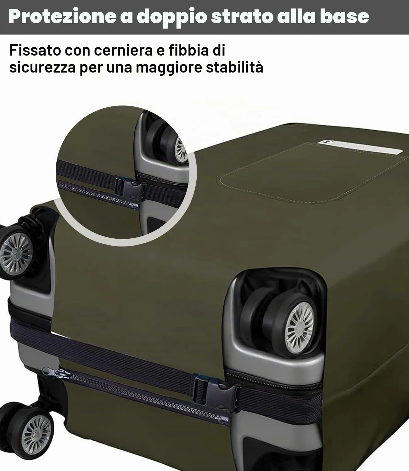 Morbuy Copri Valigia Grande per 25-28 Pollici, Elastica Verde Suitcase Cover con Ampia Tasca, L Copri Trolley Protector con Cerniera, Antipolvere, Lavabile, Antigraffio - immagine 7