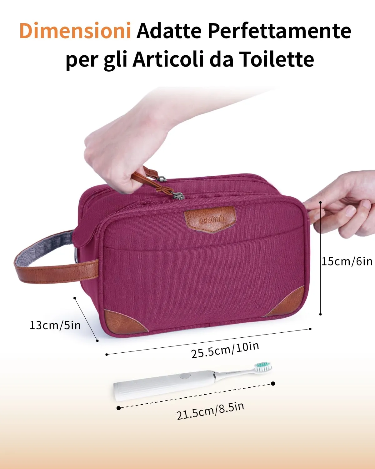 ECOHUB Beauty Case da Viaggio Portatile per Uomo con Tasca Impermeabile - immagine 5