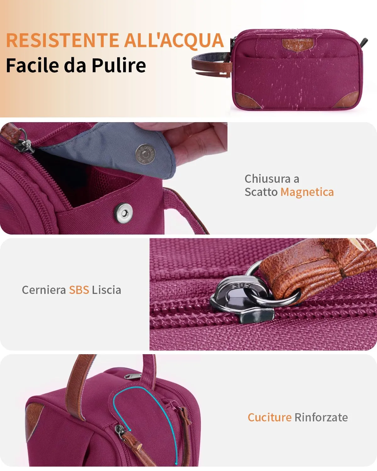 ECOHUB Beauty Case da Viaggio Portatile per Uomo con Tasca Impermeabile - immagine 8