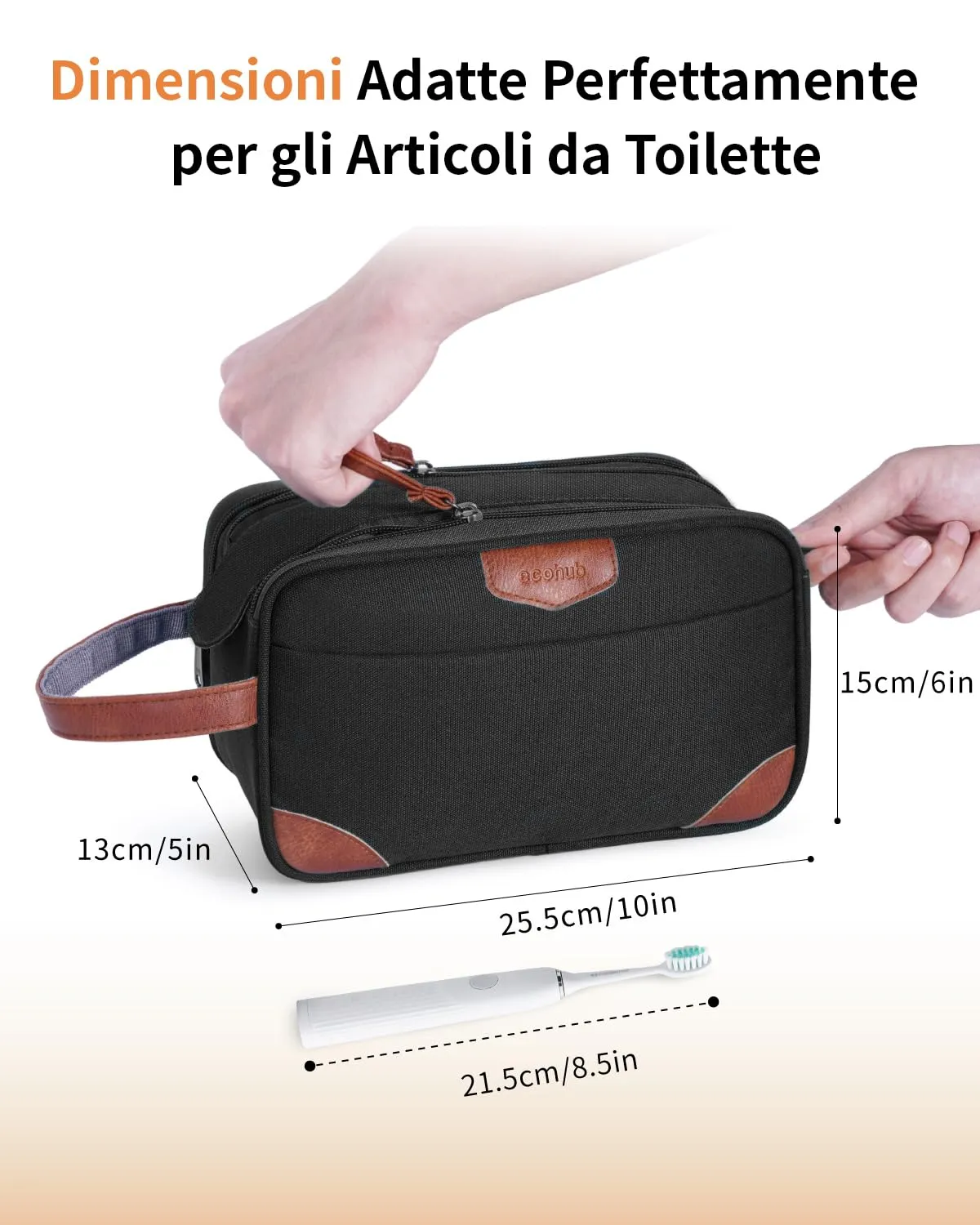 ECOHUB Beauty Case da Viaggio Portatile per Uomo con Tasca Impermeabile - immagine 5