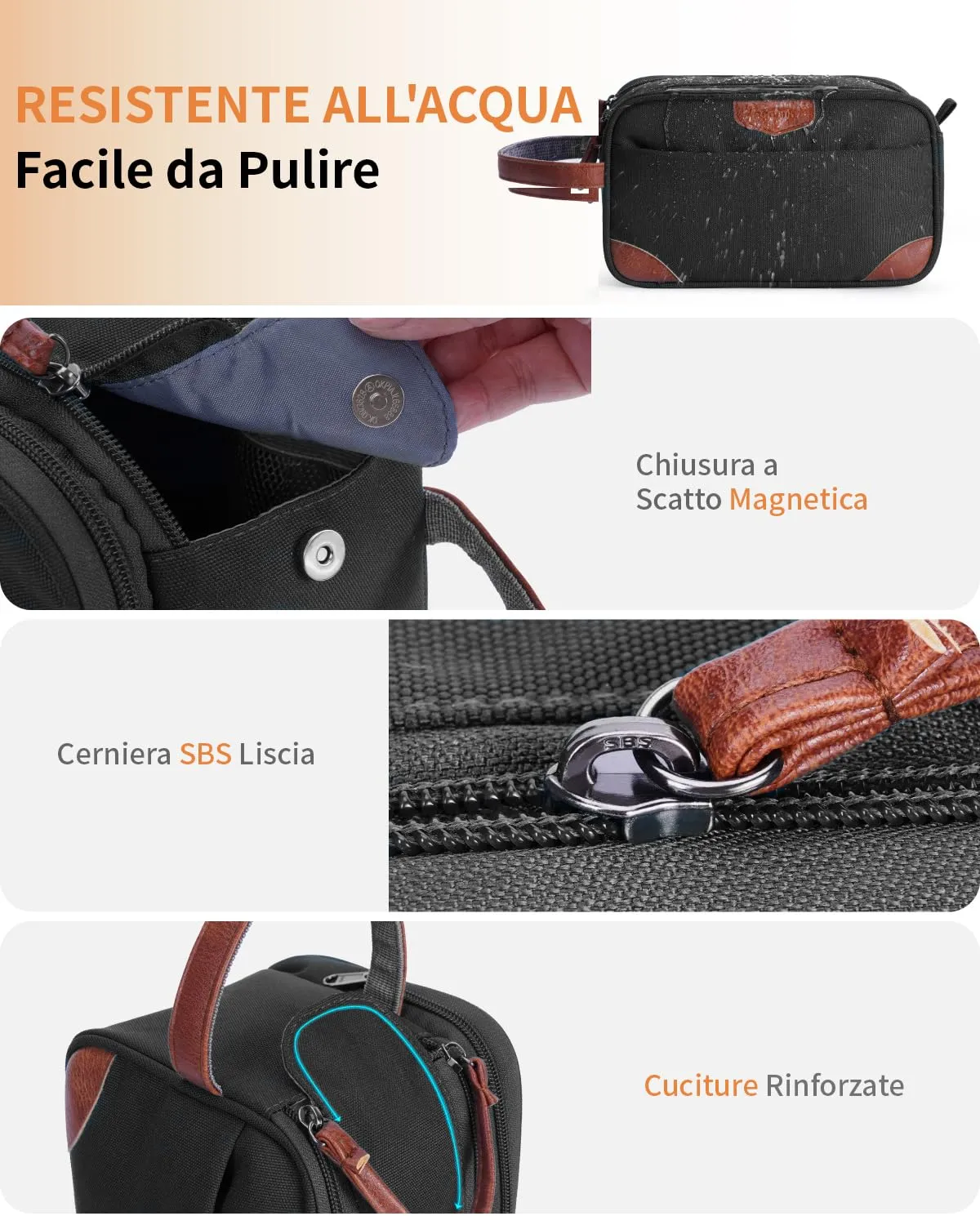 ECOHUB Beauty Case da Viaggio Portatile per Uomo con Tasca Impermeabile - immagine 8