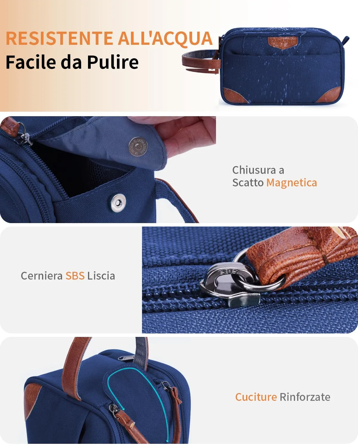 ECOHUB Beauty Case da Viaggio Portatile per Uomo con Tasca Impermeabile - immagine 8