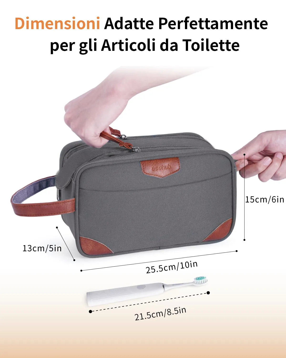 ECOHUB Beauty Case da Viaggio Portatile per Uomo con Tasca Impermeabile - immagine 5