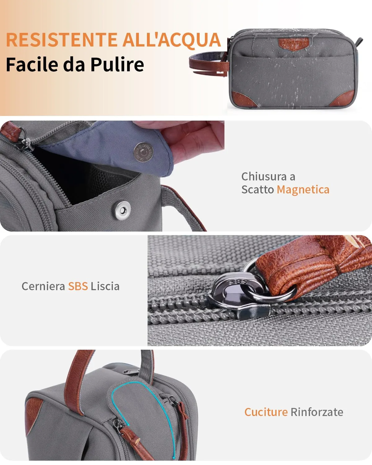 ECOHUB Beauty Case da Viaggio Portatile per Uomo con Tasca Impermeabile - immagine 7