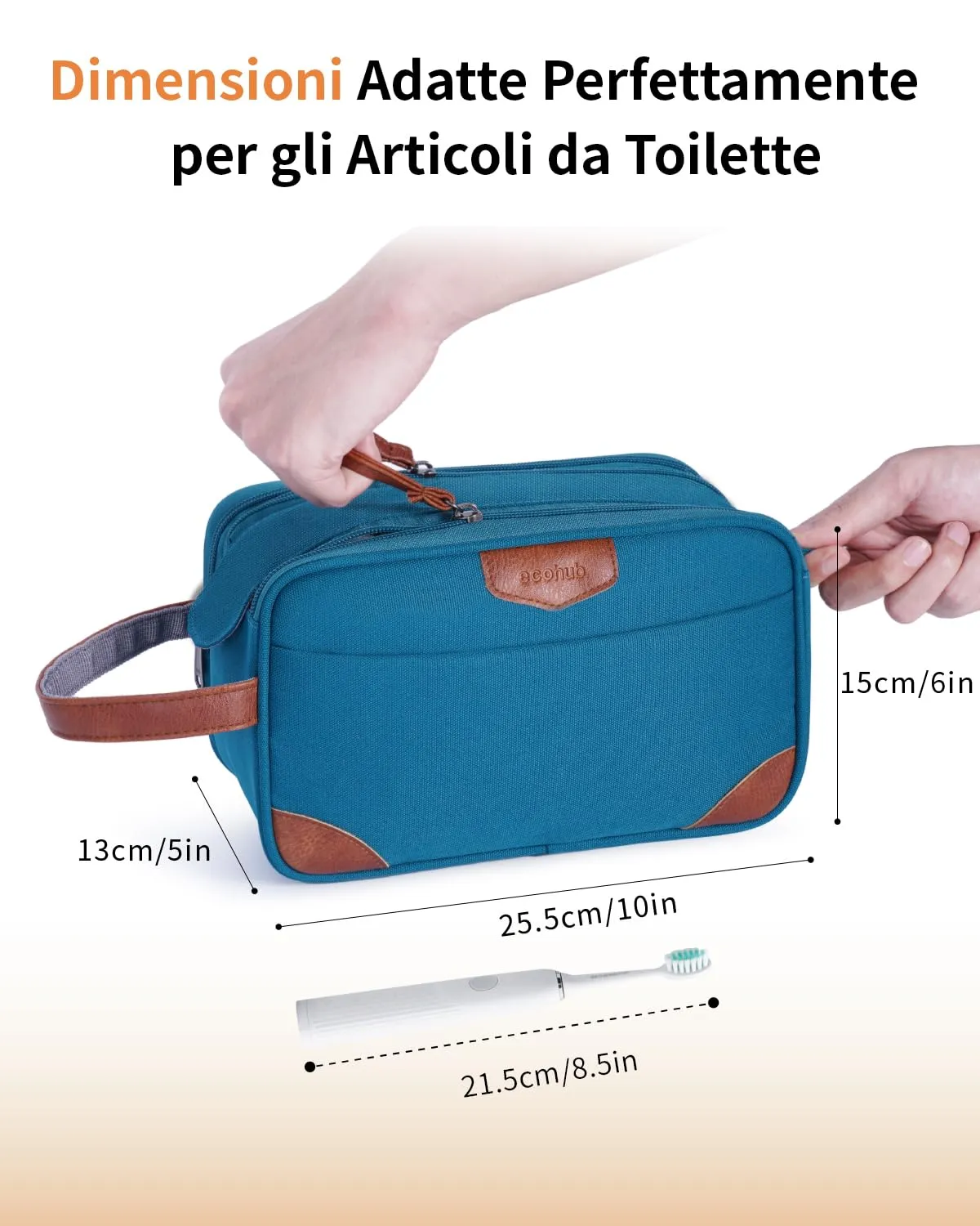 ECOHUB Beauty Case da Viaggio Portatile per Uomo con Tasca Impermeabile - immagine 5