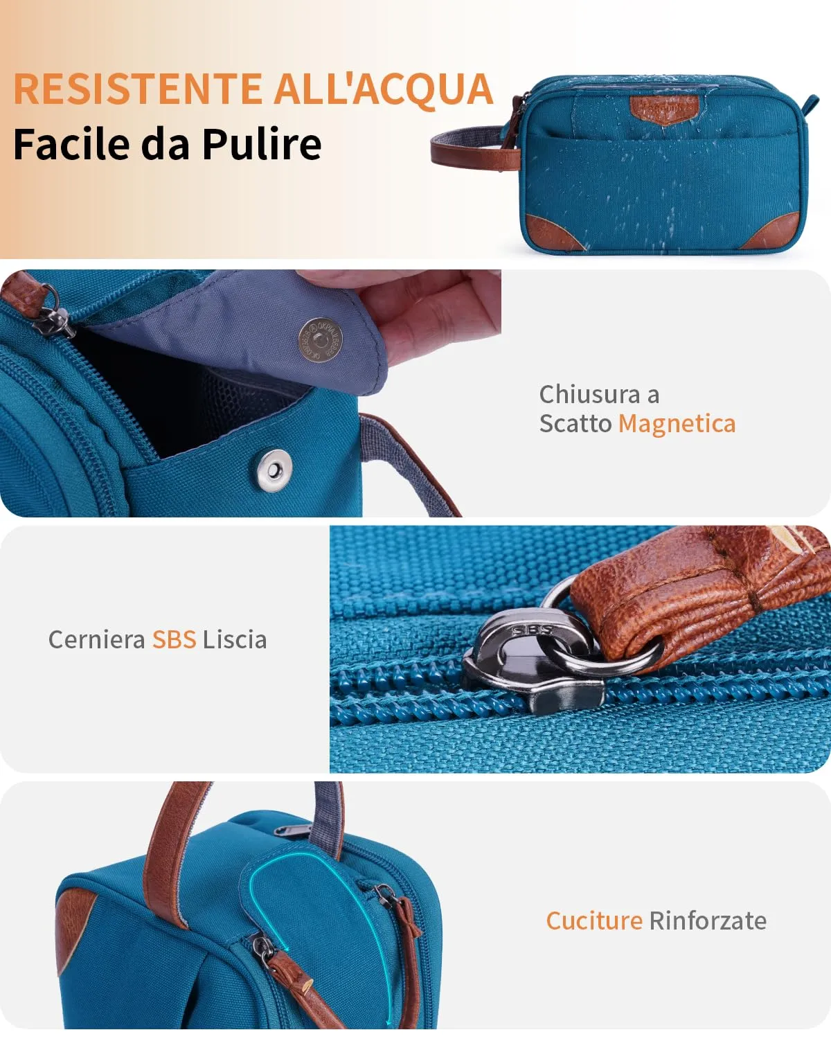 ECOHUB Beauty Case da Viaggio Portatile per Uomo con Tasca Impermeabile - immagine 8