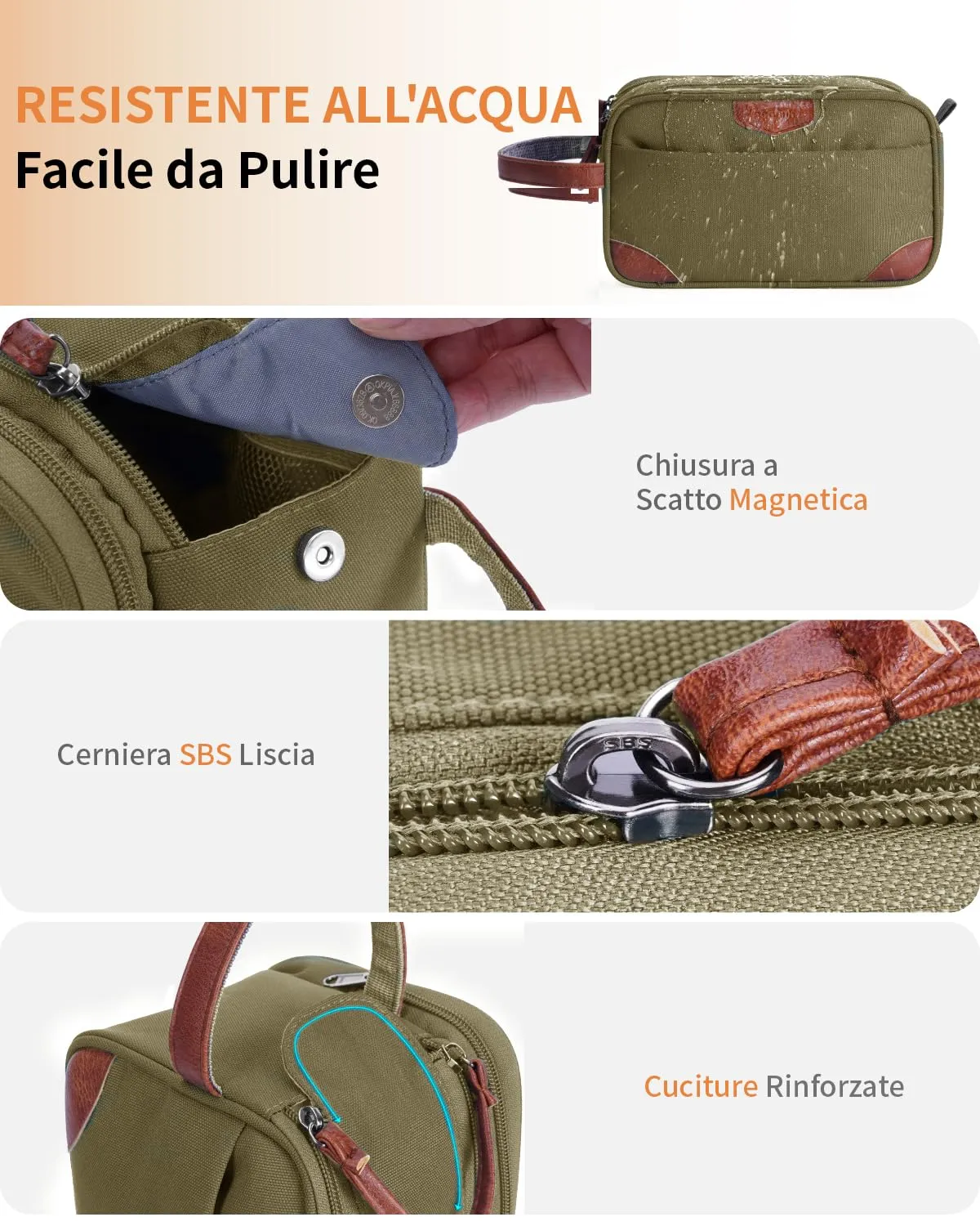 ECOHUB Beauty Case da Viaggio Portatile per Uomo con Tasca Impermeabile - immagine 8