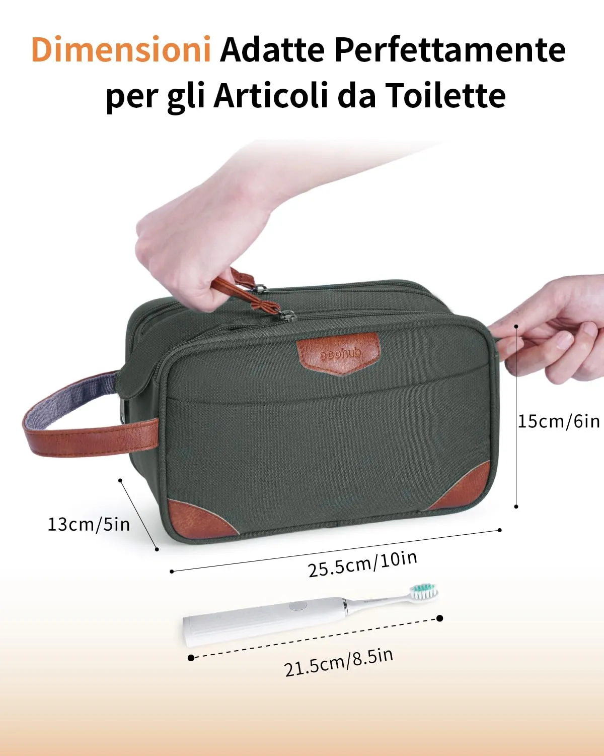 ECOHUB Beauty Case da Viaggio Portatile per Uomo con Tasca Impermeabile - immagine 5
