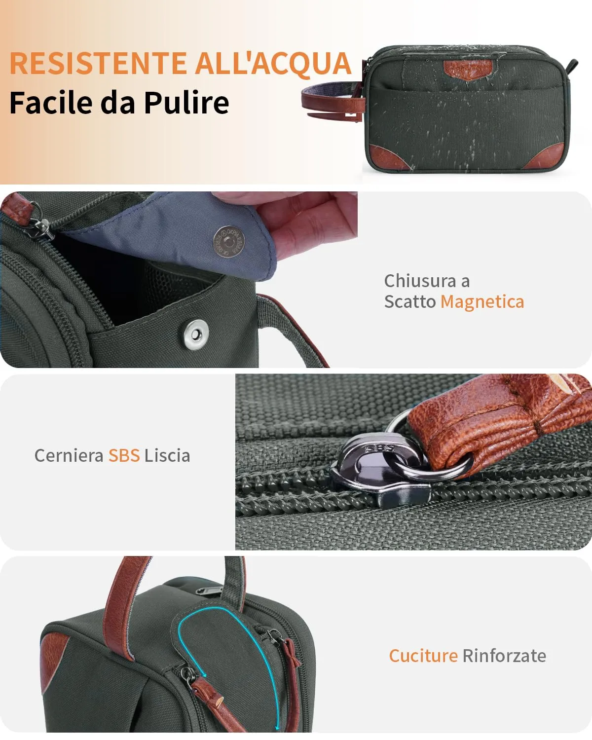 ECOHUB Beauty Case da Viaggio Portatile per Uomo con Tasca Impermeabile - immagine 8