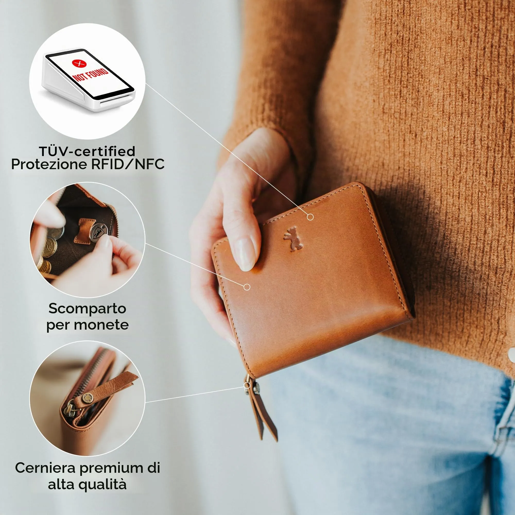 Berliner Bags Portafoglio Sara Donna Piccolo con Portamonete e RFID Pelle - immagine 5