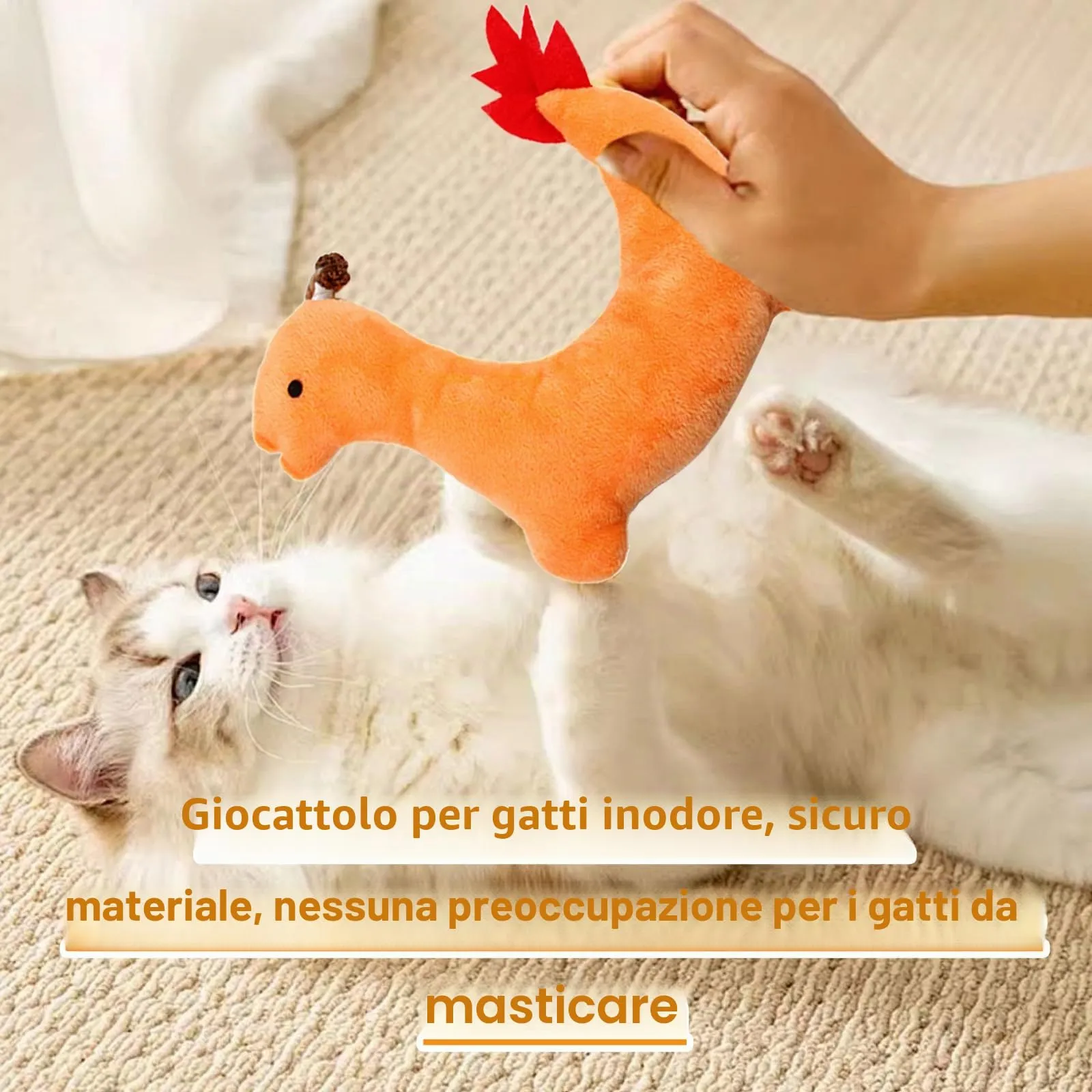 BSITSSS 2 Pezzi Giocattolo Catnip per Gatti, Piccolo Drago Fuoco Erba Gatta Giochi, Adorabile Verde e Arancione Drago Fuoco Peluche Cuscini per Pulizia dei Denti Coccolare e Giocare - immagine 3