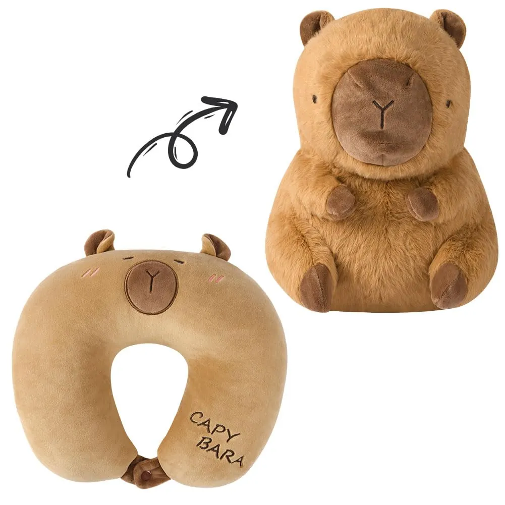 Alaoo Cuscino da Viaggio per Bambini,Cuscino deformabile a forma Capibara - immagine 1