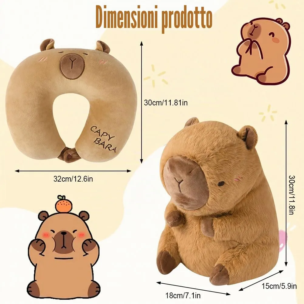 Alaoo Cuscino da Viaggio per Bambini,Cuscino deformabile a forma Capibara - immagine 2