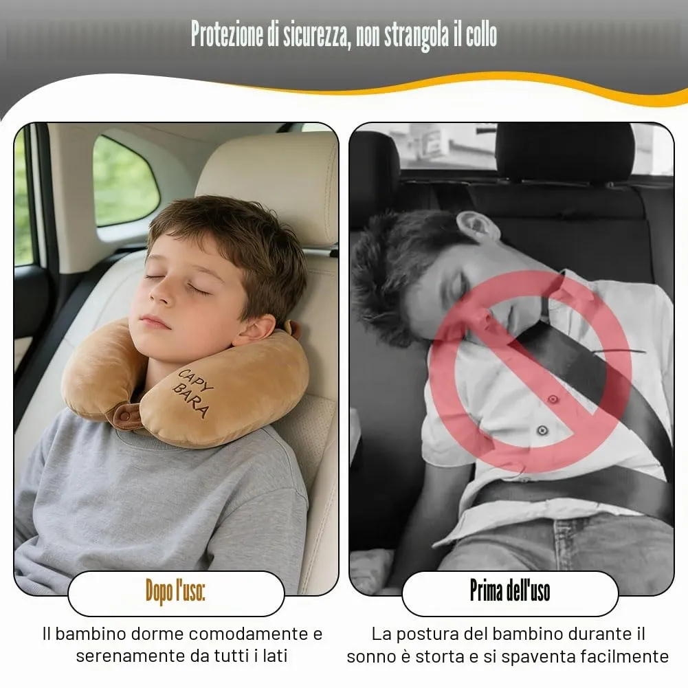 Alaoo Cuscino da Viaggio per Bambini,Cuscino deformabile a forma Capibara - immagine 5