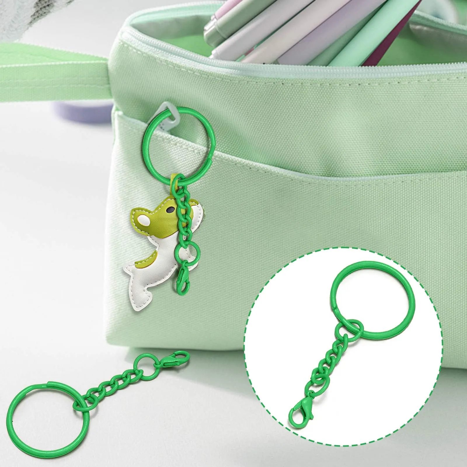 CINGHIA 100 Pezzi Anelli Portachiavi,Anelli per Portachiavi Fai Da Te,Keychain per Gioielli Fai Da Te - immagine 3