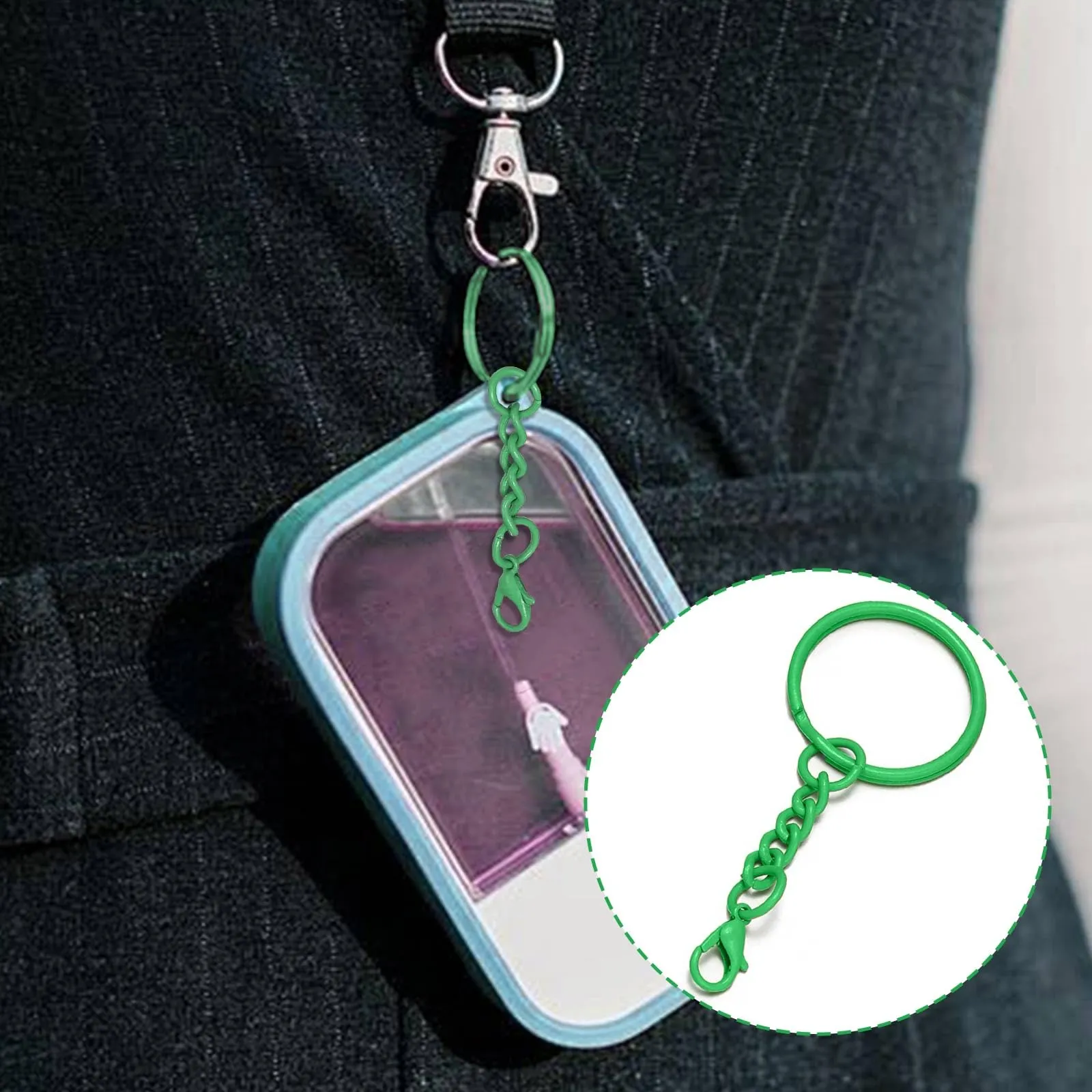 CINGHIA 100 Pezzi Anelli Portachiavi,Anelli per Portachiavi Fai Da Te,Keychain per Gioielli Fai Da Te - immagine 6