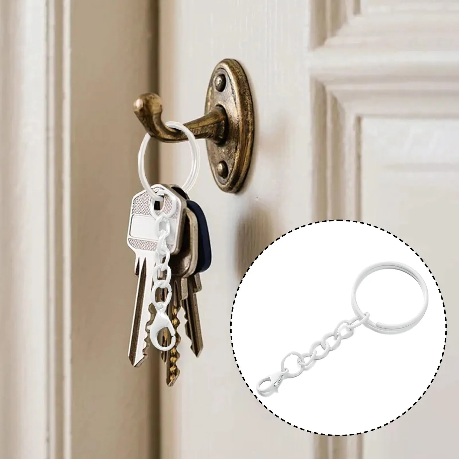 CINGHIA 100 Pezzi Keychain,Catena Portachiavi 25mm,Portachiavi Anelli per Gioielli Fai Da Te - immagine 4