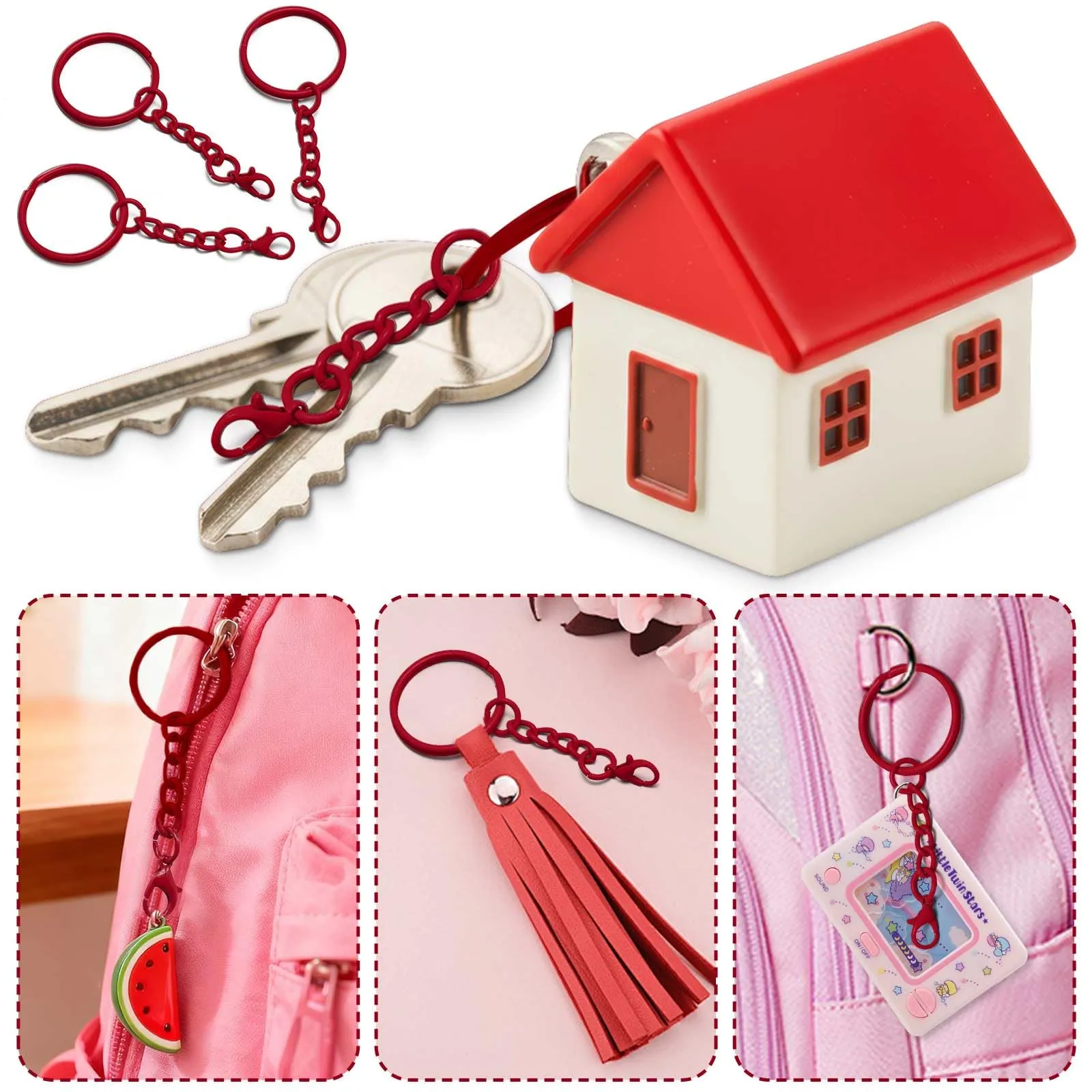 100 Pezzi Anello Portachiavi,Anelli per Portachiavi Fai Da Te,Keychain per Gioielli Fai Da Te - immagine 6