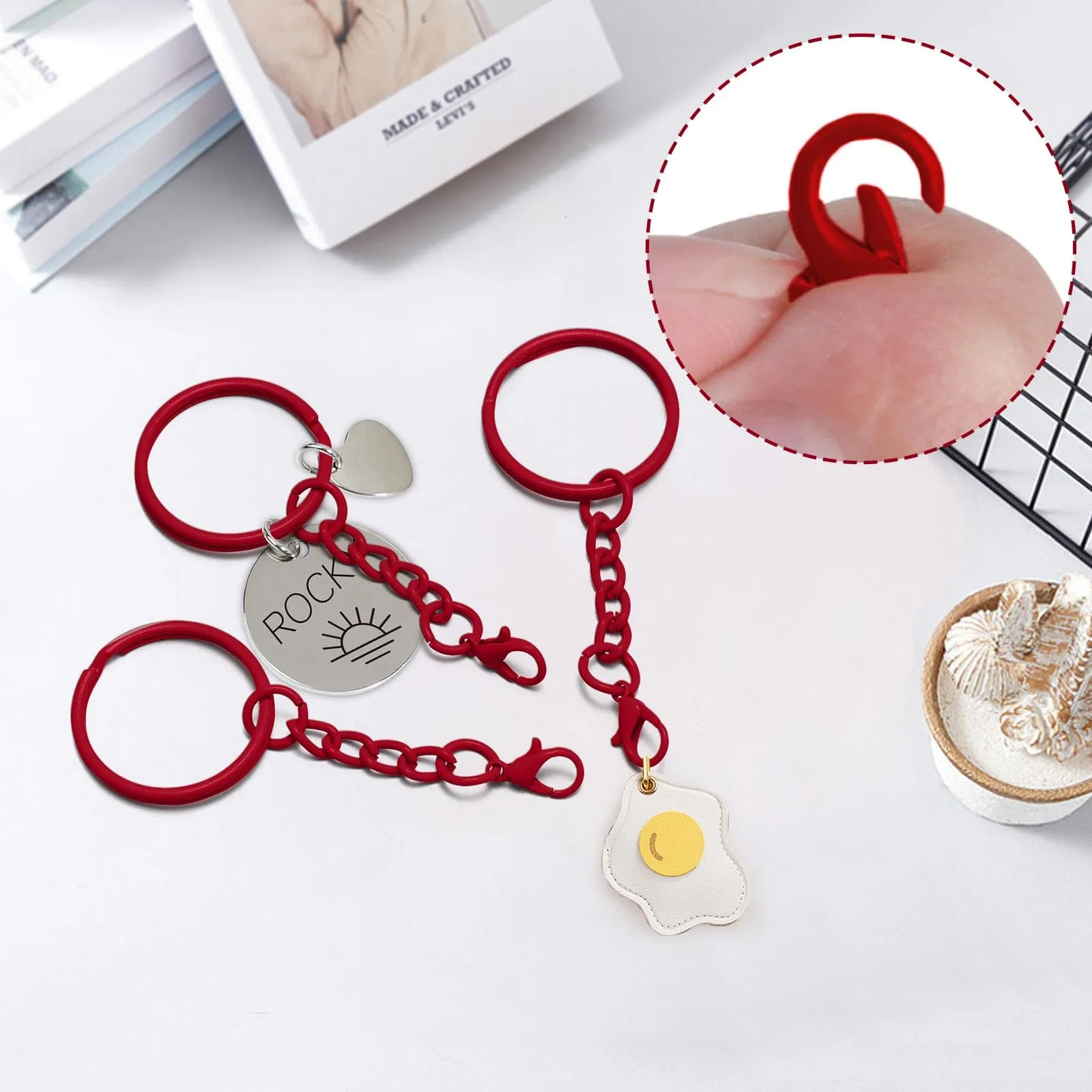 100 Pezzi Anello Portachiavi,Anelli per Portachiavi Fai Da Te,Keychain per Gioielli Fai Da Te - immagine 7