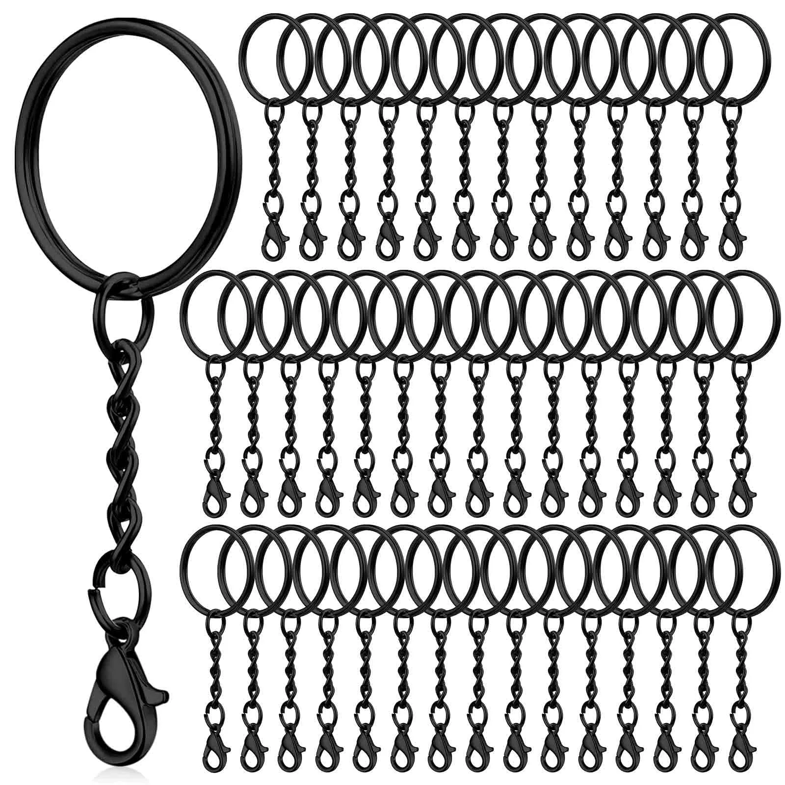 CINGHIA 100 Pezzi Keychain,Anello Portachiavi,Catena Portachiav per gioielli Fai Da Te - immagine 1
