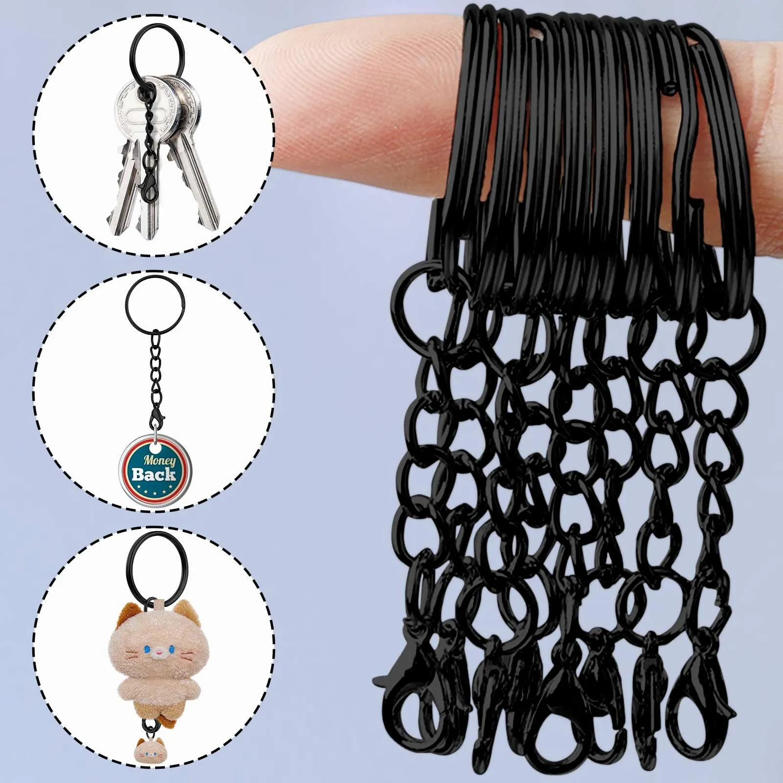 CINGHIA 100 Pezzi Keychain,Anello Portachiavi,Catena Portachiav per gioielli Fai Da Te - immagine 4